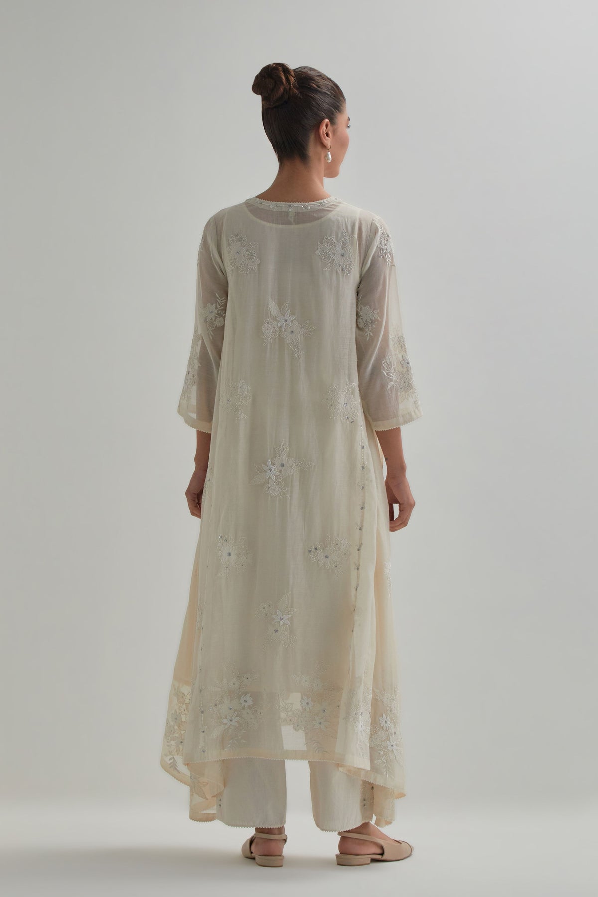 Off White Asymmetric Kurta Set