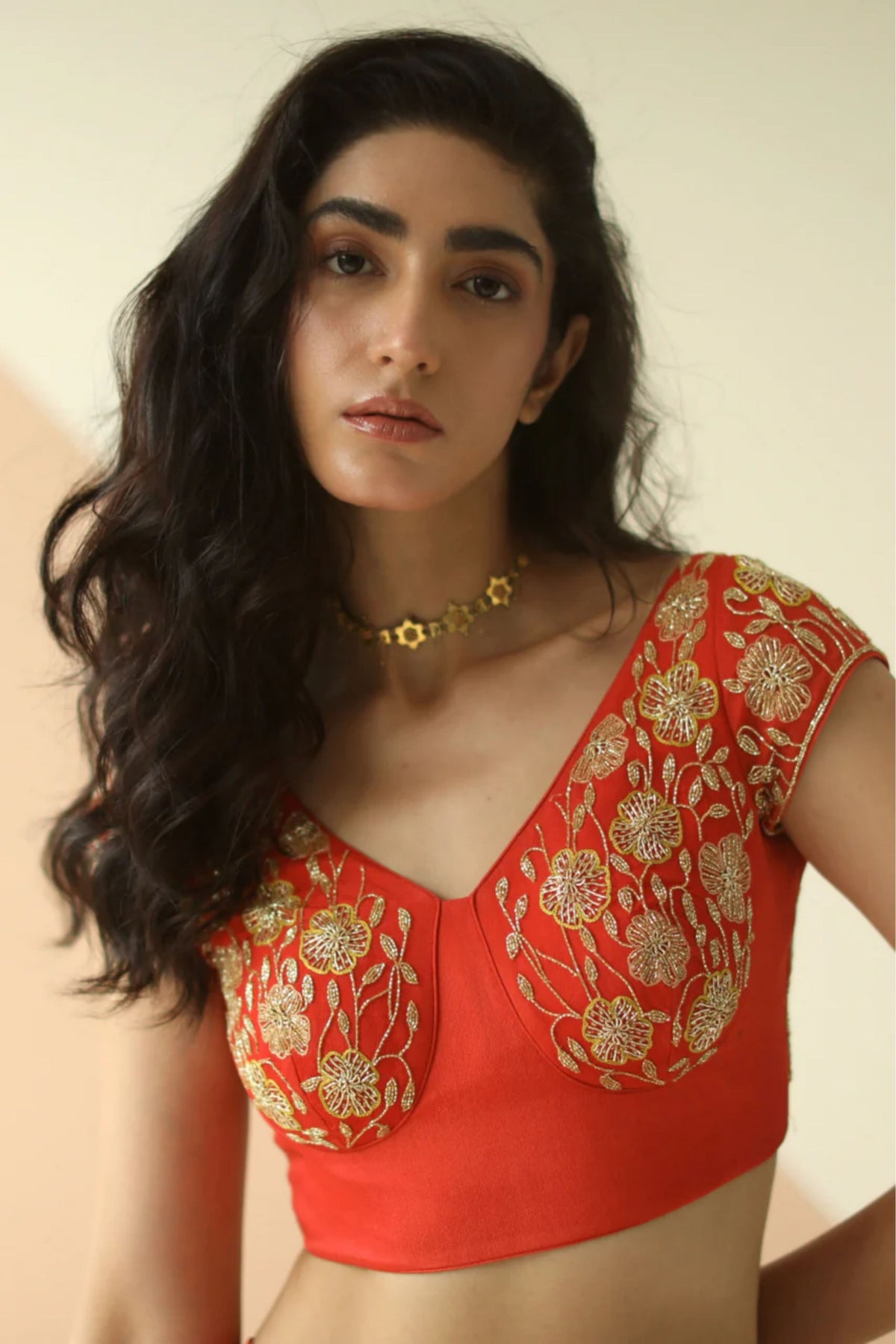 Rust cupwork blouse sharara
