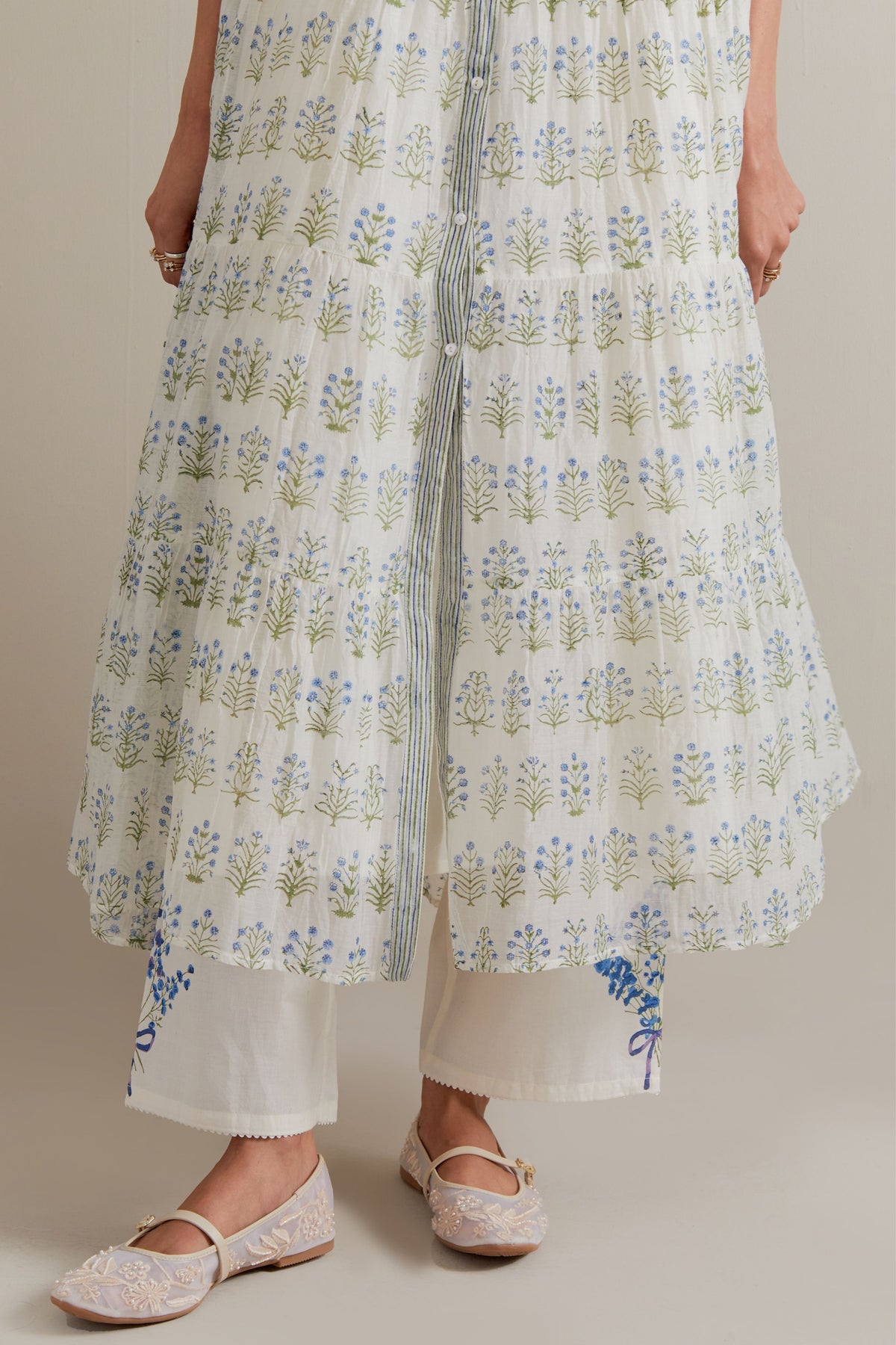 Tiered Booti Kurta Set