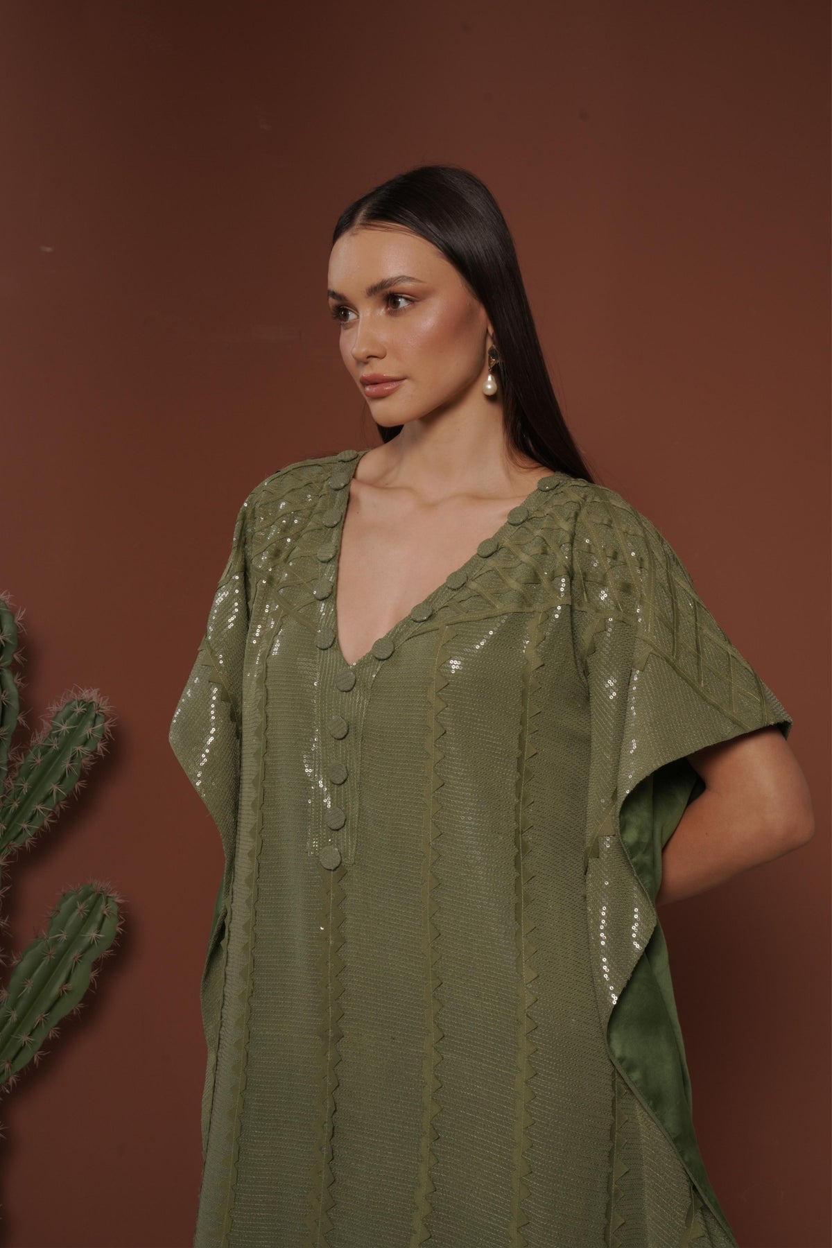 Kaftan With Applique Lace