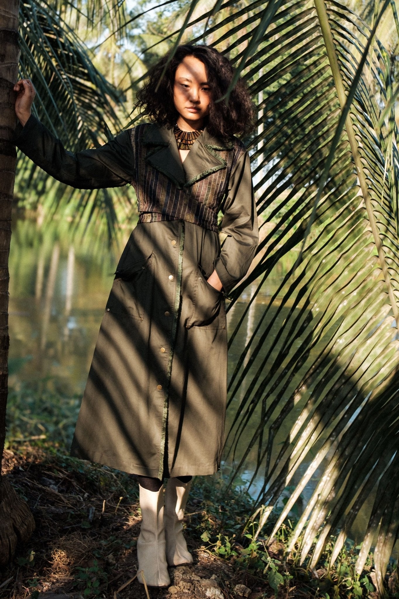 Upcycled Copenhagen Green Trench - The Terra Tribe - Elahe
