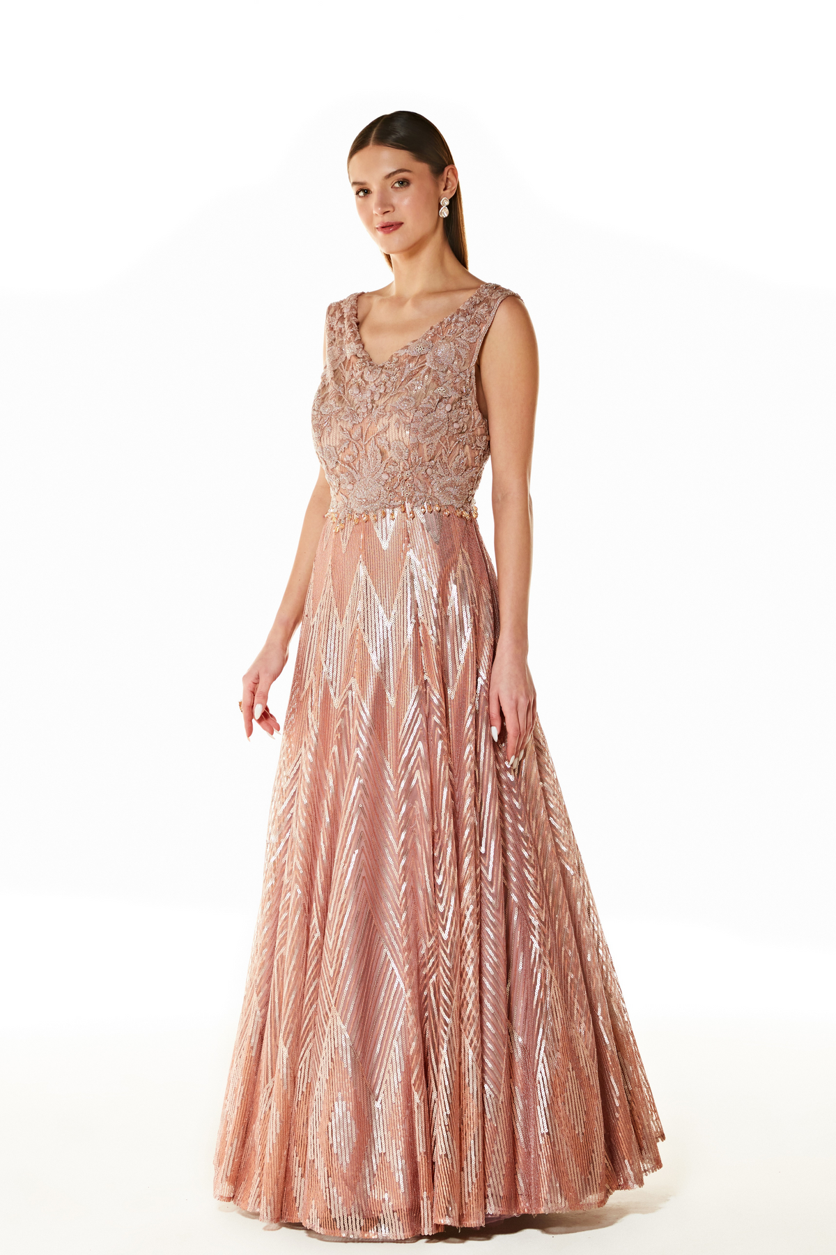 Pink Adah Embroidered Gown