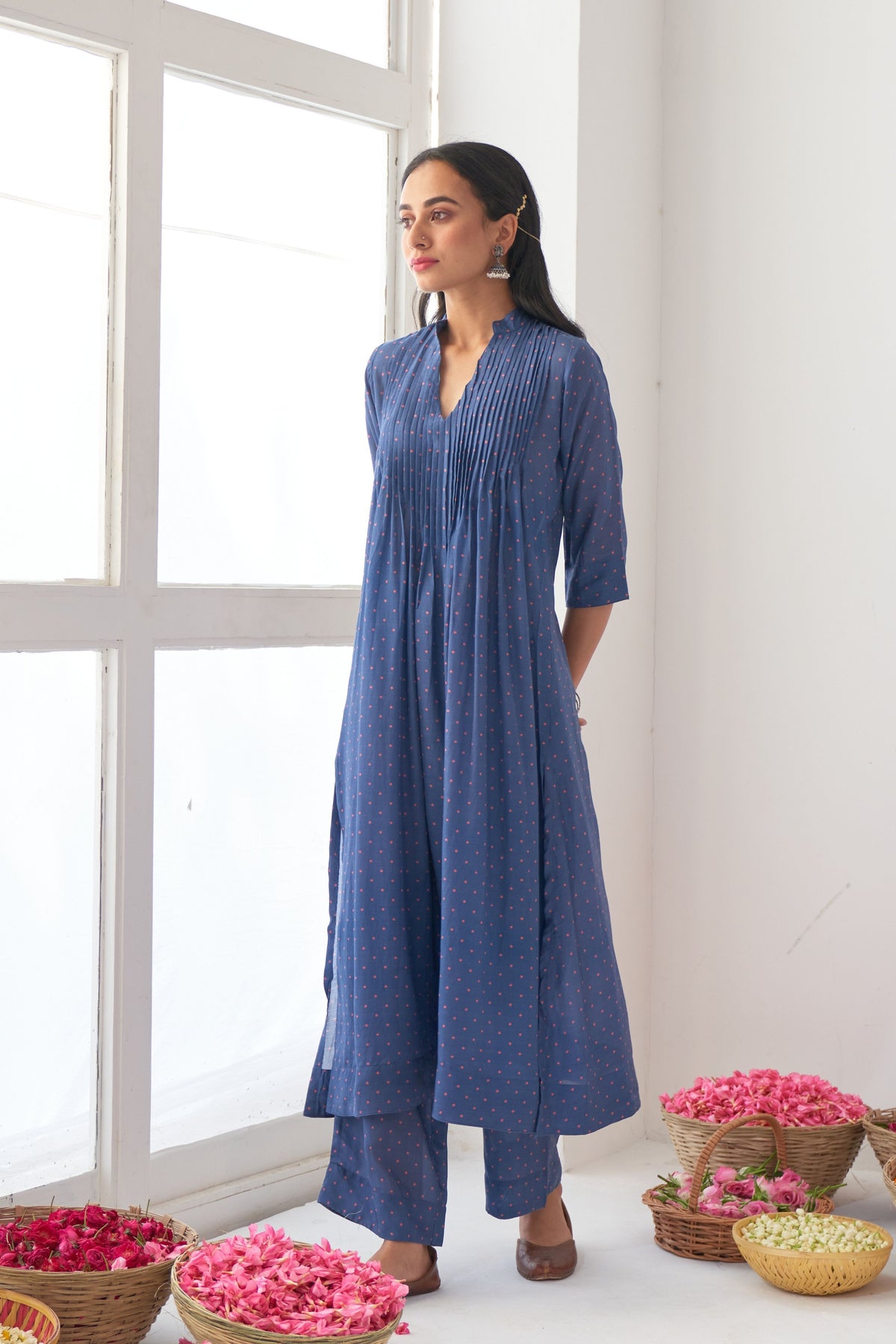 Blue Peony Kurta Set