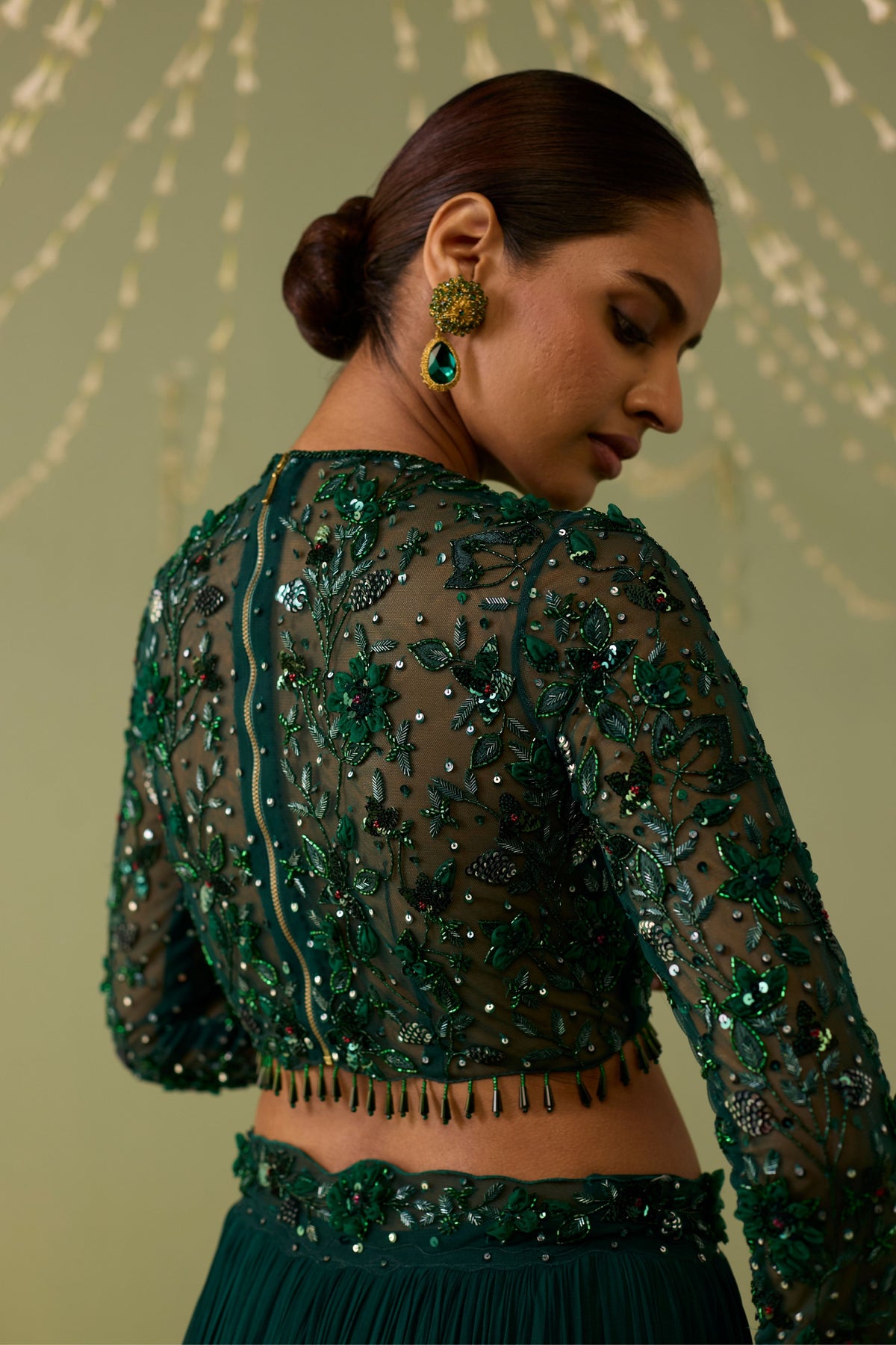 Green Embroidered Lehenga Set