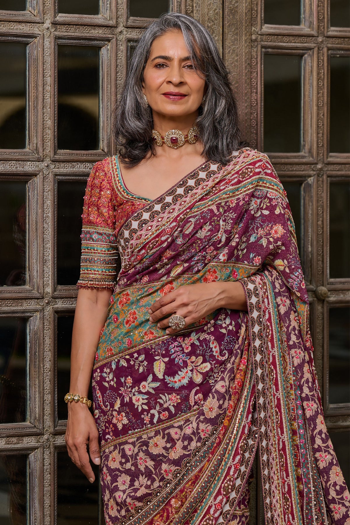Kashida Embroidered Saree