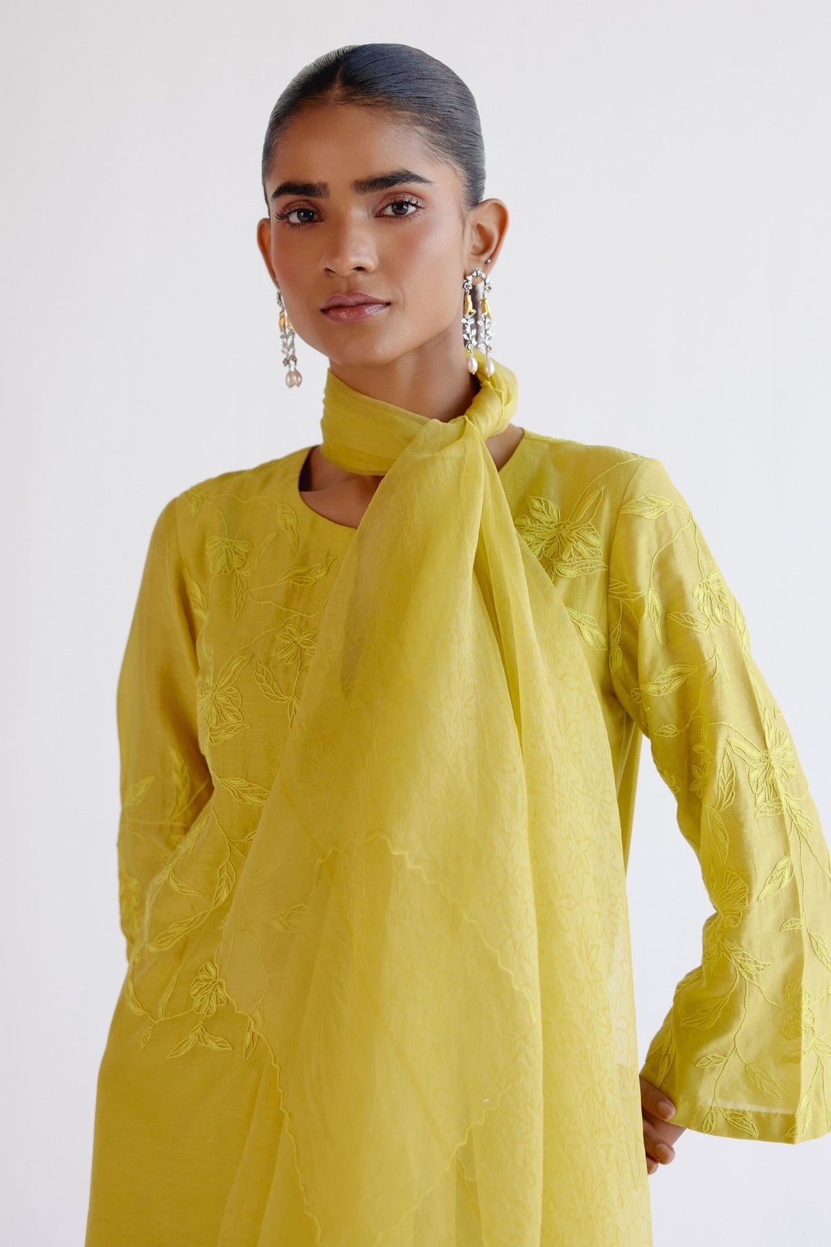 Lemon Yellow Resham Kurta Set