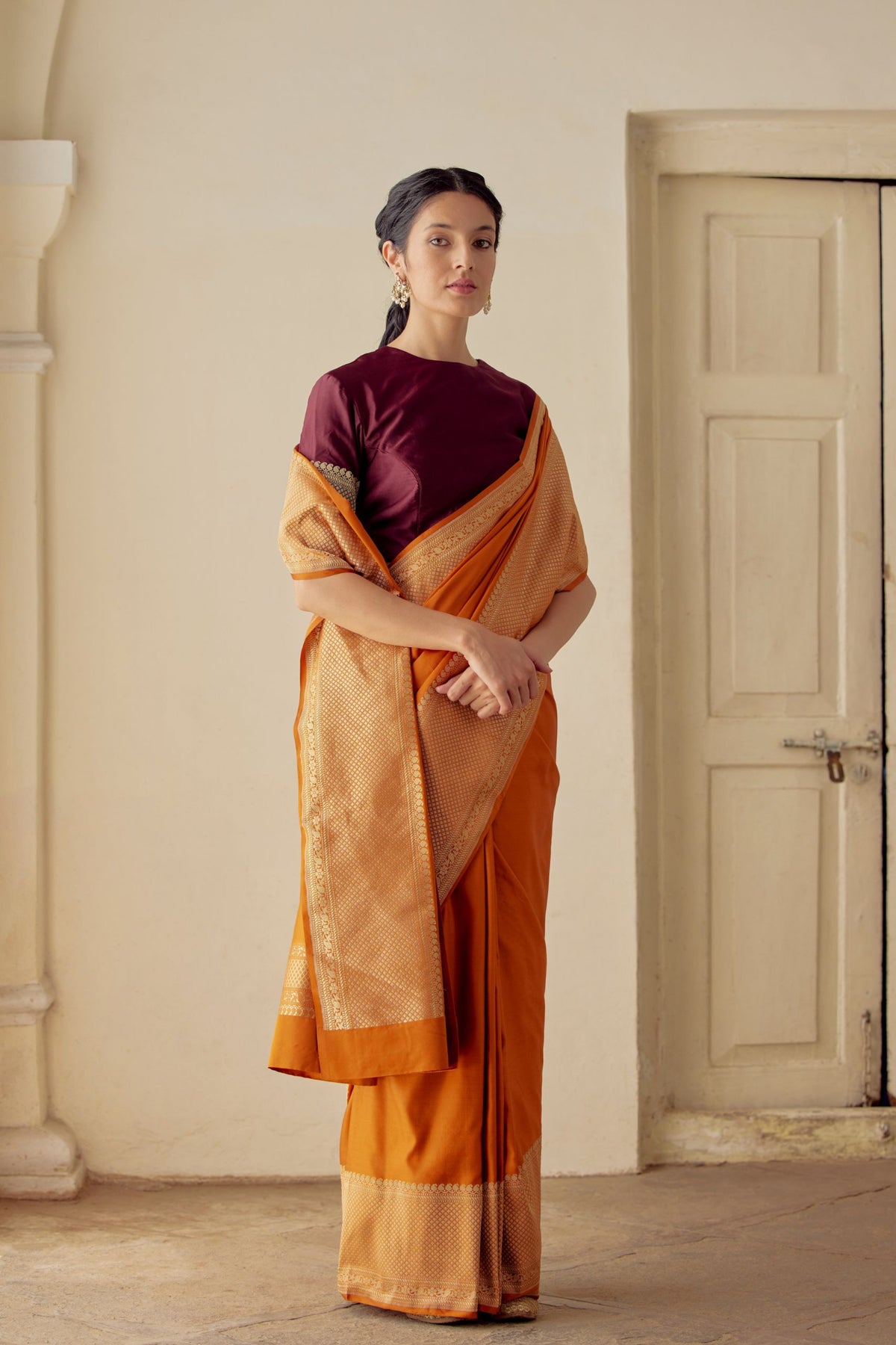 Nargiz Burnt Orange Saree