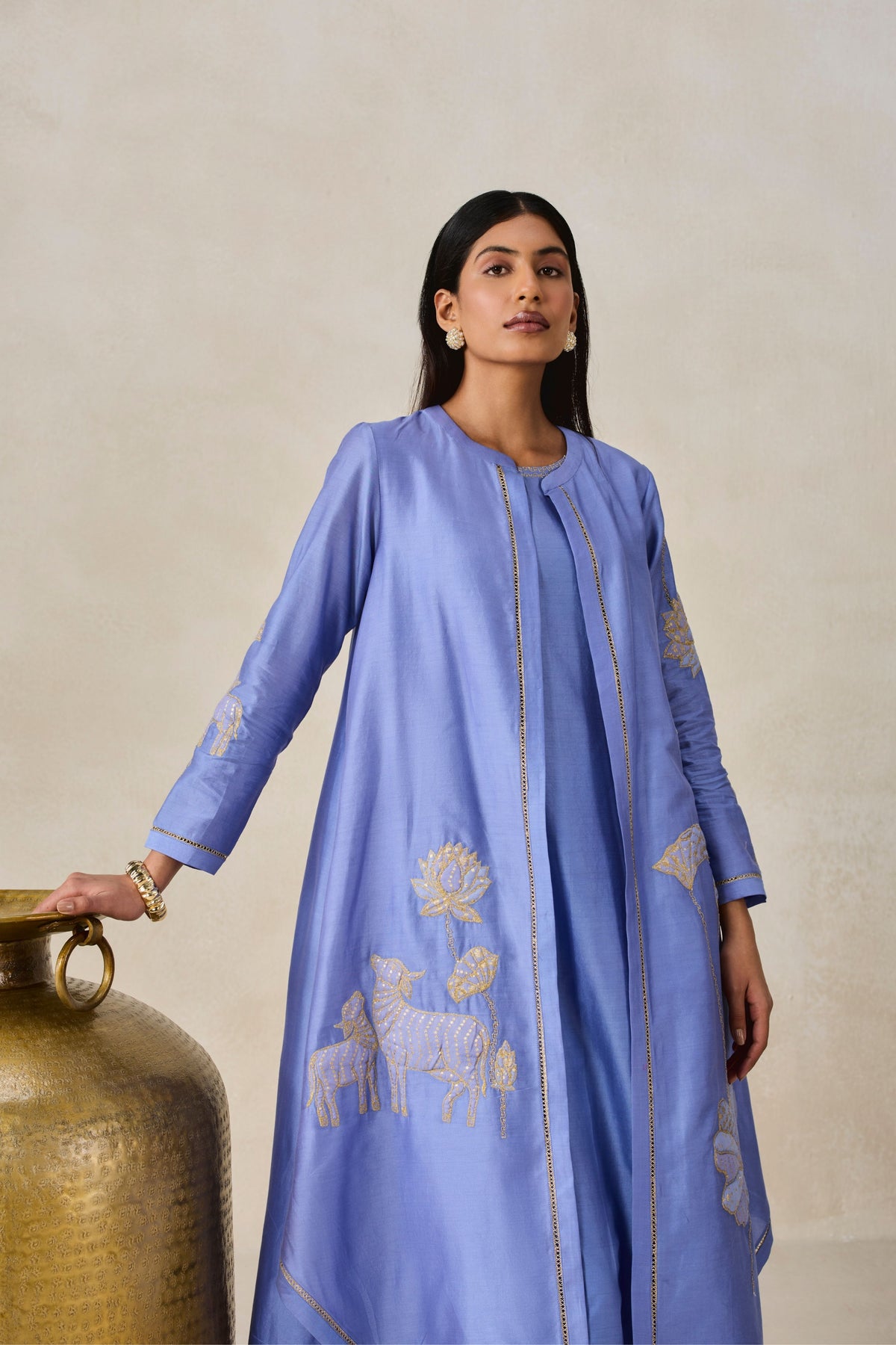 Chanderi Kurta Pants Set