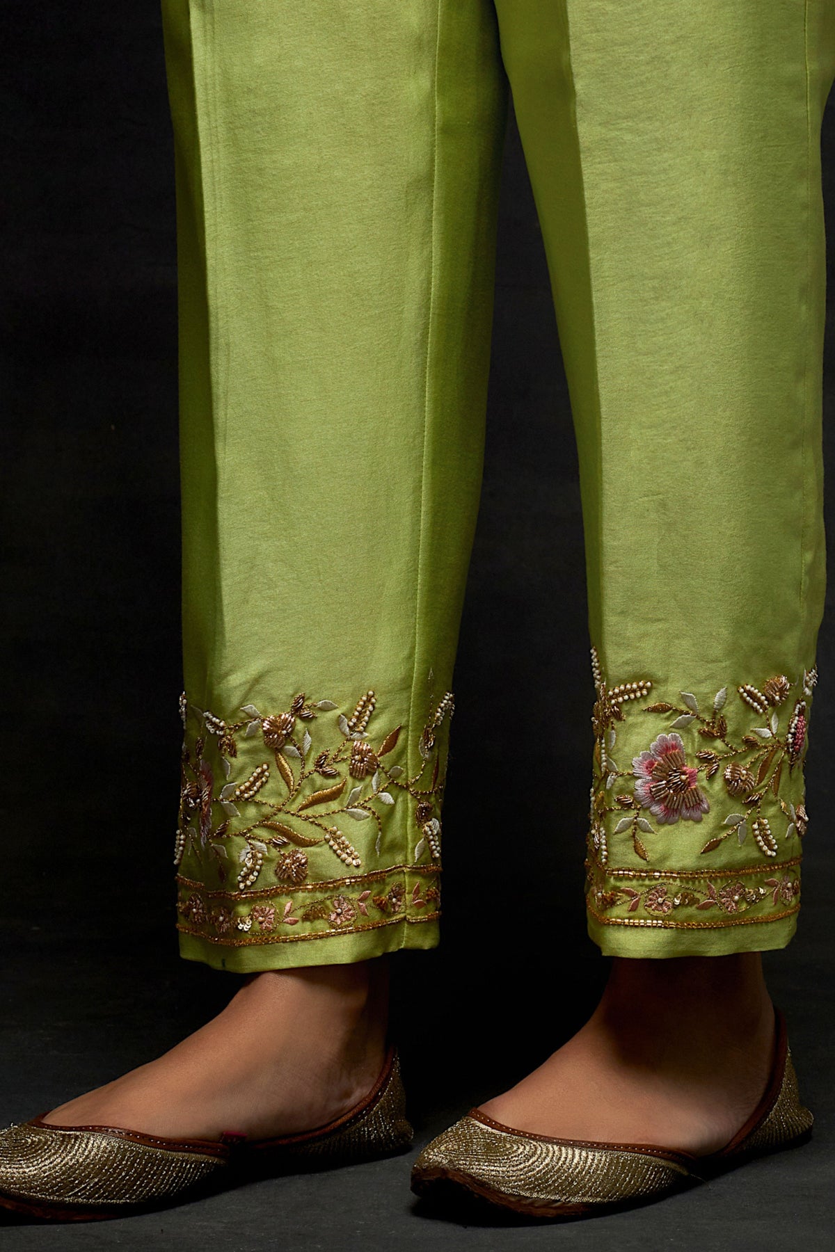 Green Placket Kurta Set
