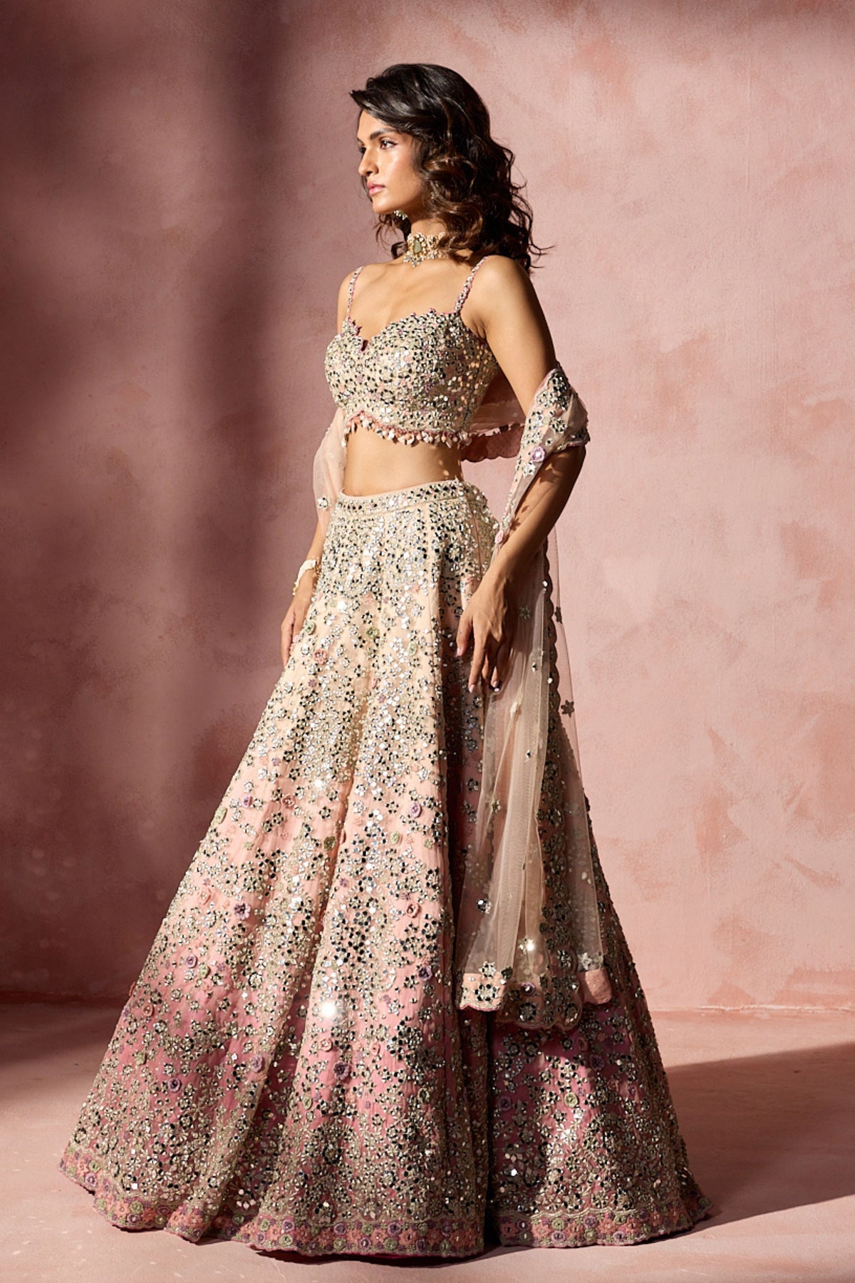 Rose Pink Ombrey lehenga Set