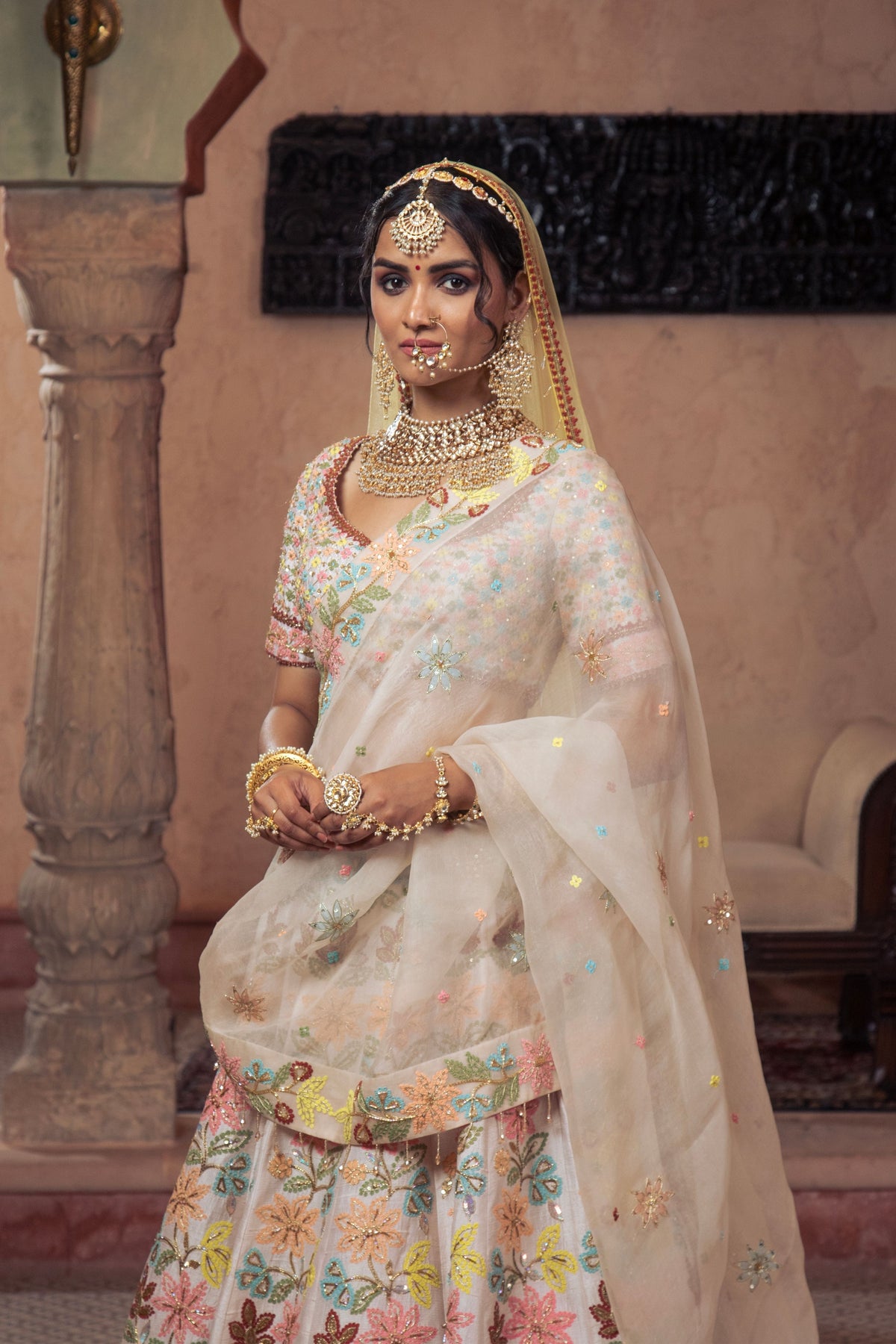 Ivory Embroidered Lehenga Set