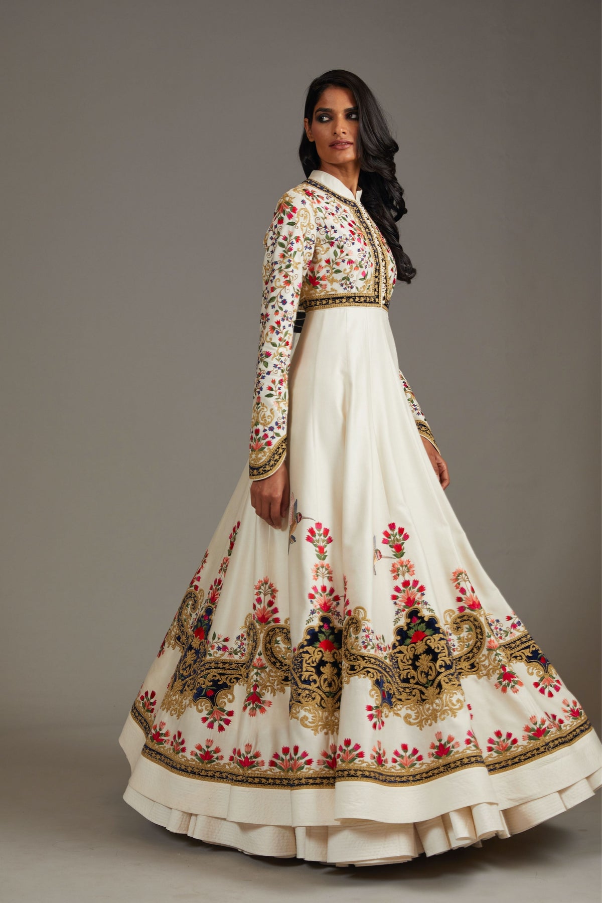 Anarkali Set with Velvet Embroidery