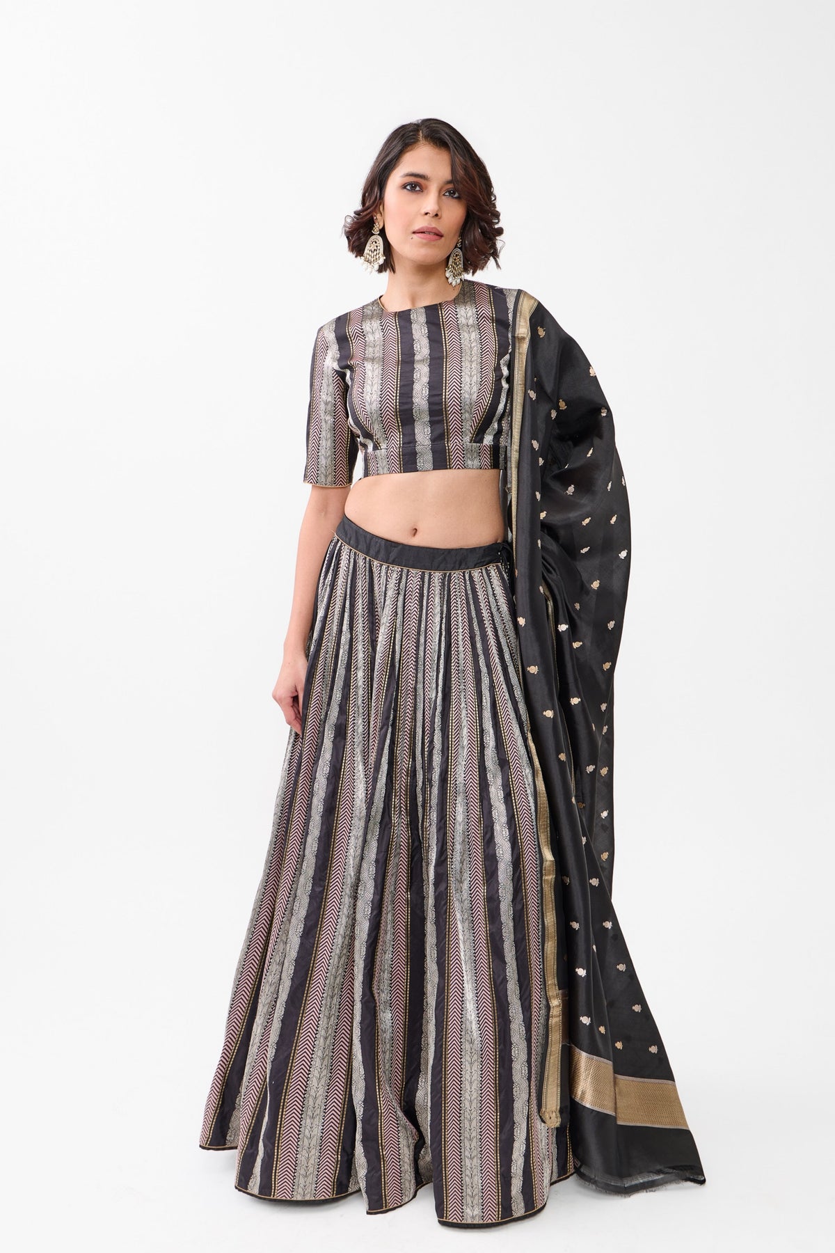 Black Dhari Lehenga Set