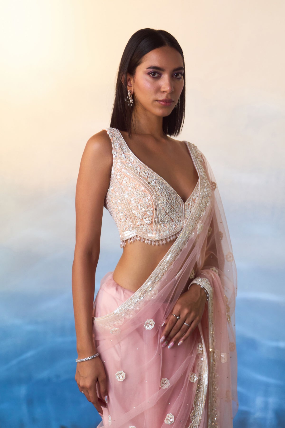 Blush Pink Saree Set