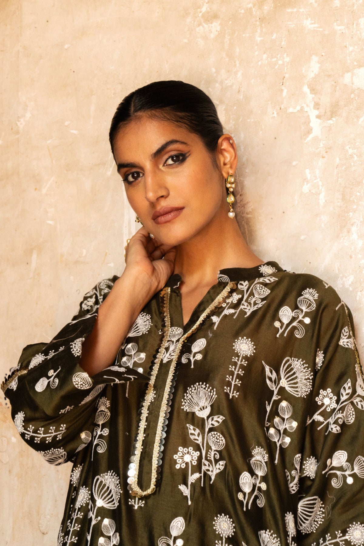 Olive Sunflower Kurta Set