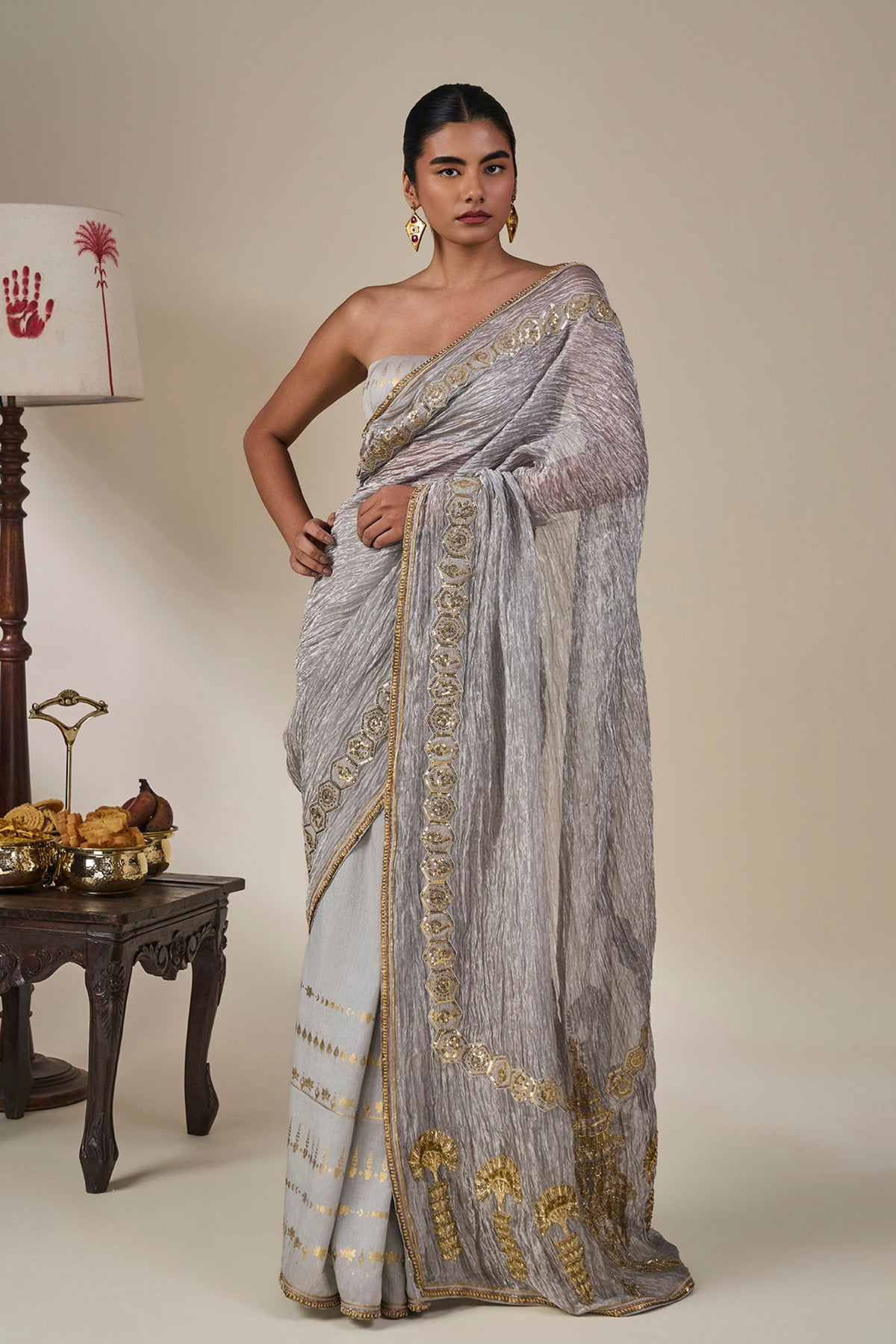 Grey Kathakali Malabar Saree