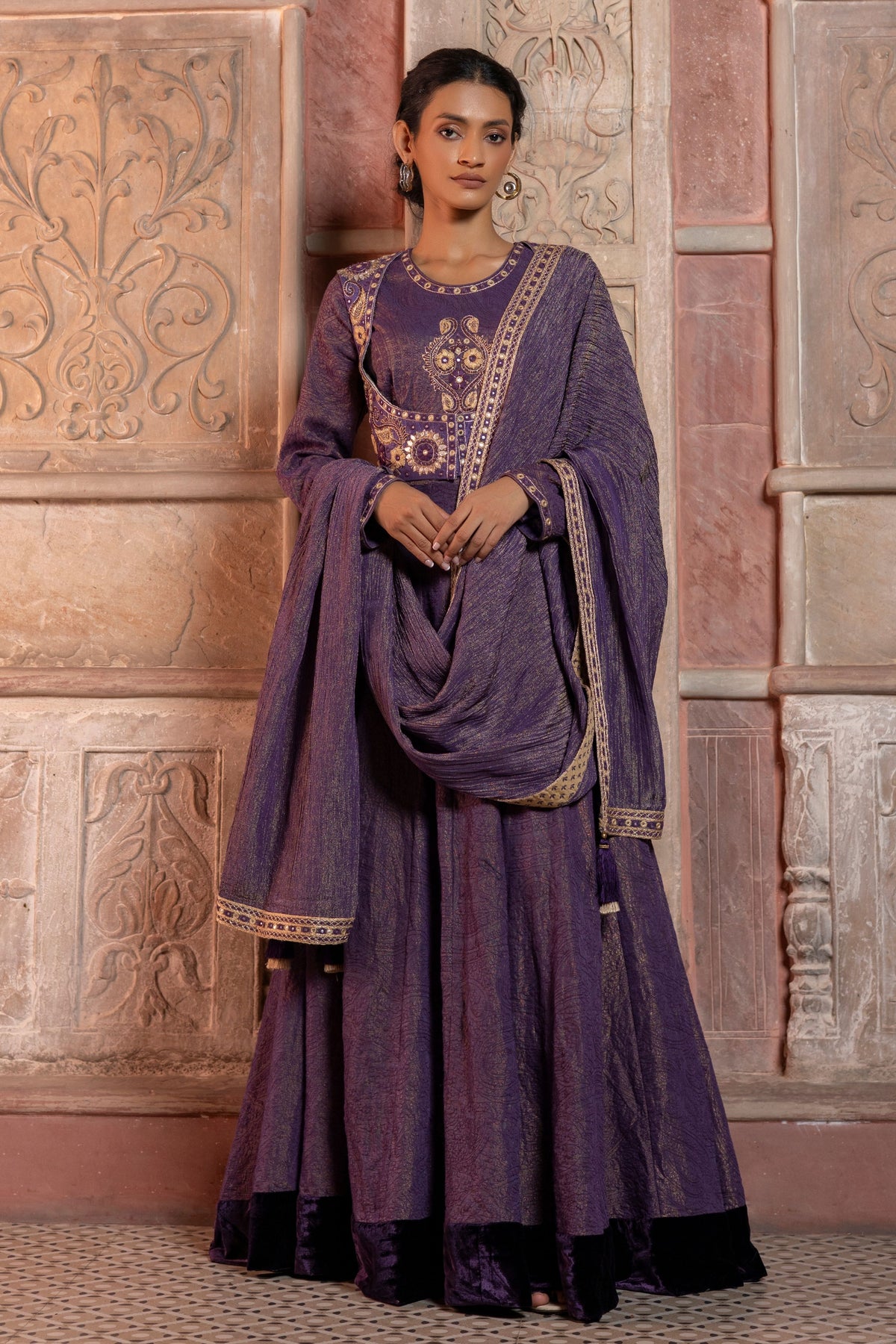 Purple Anarkali Set