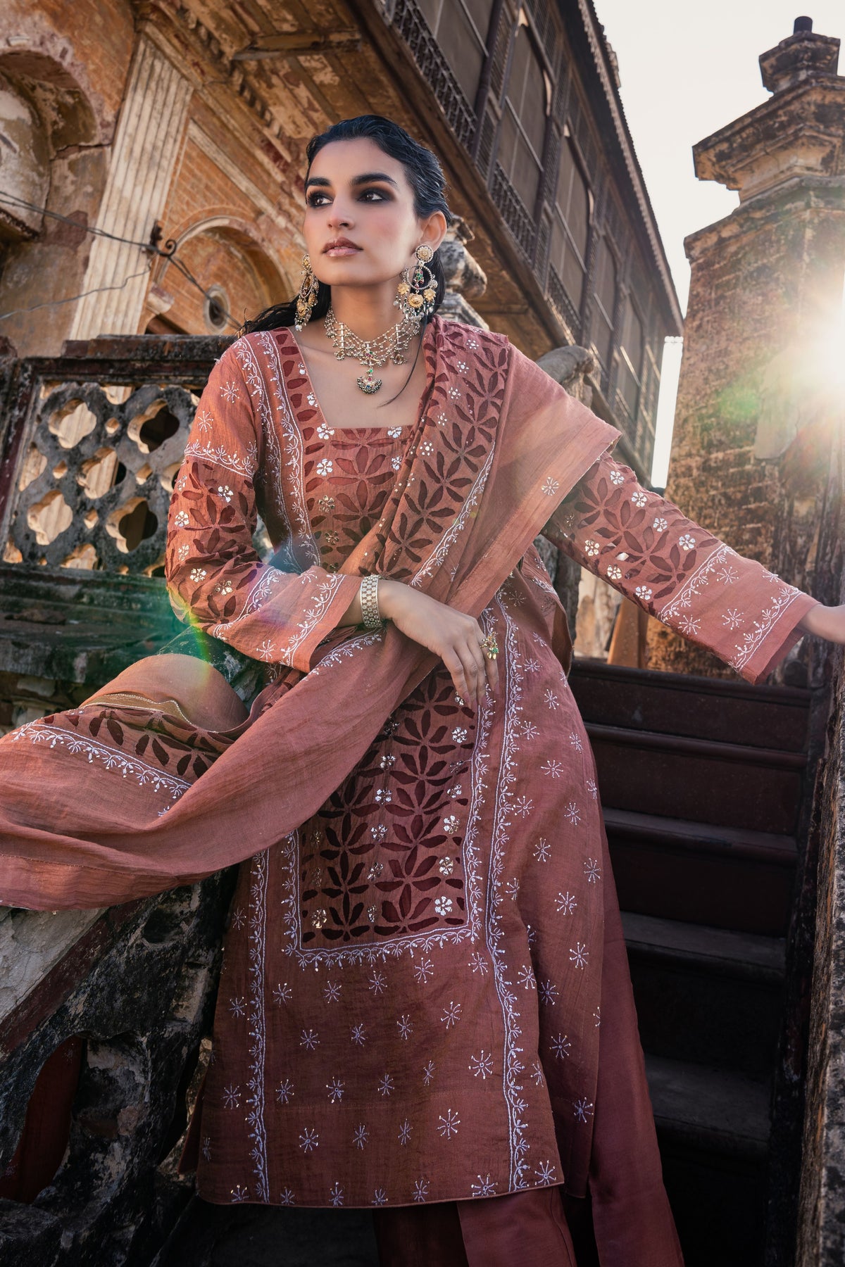 Rustic Red Straight Suit Set