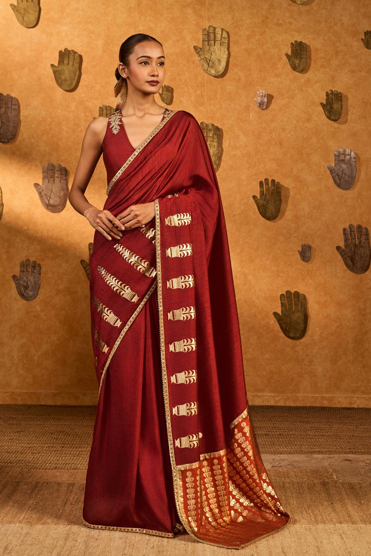 Red Fern Flame Saree