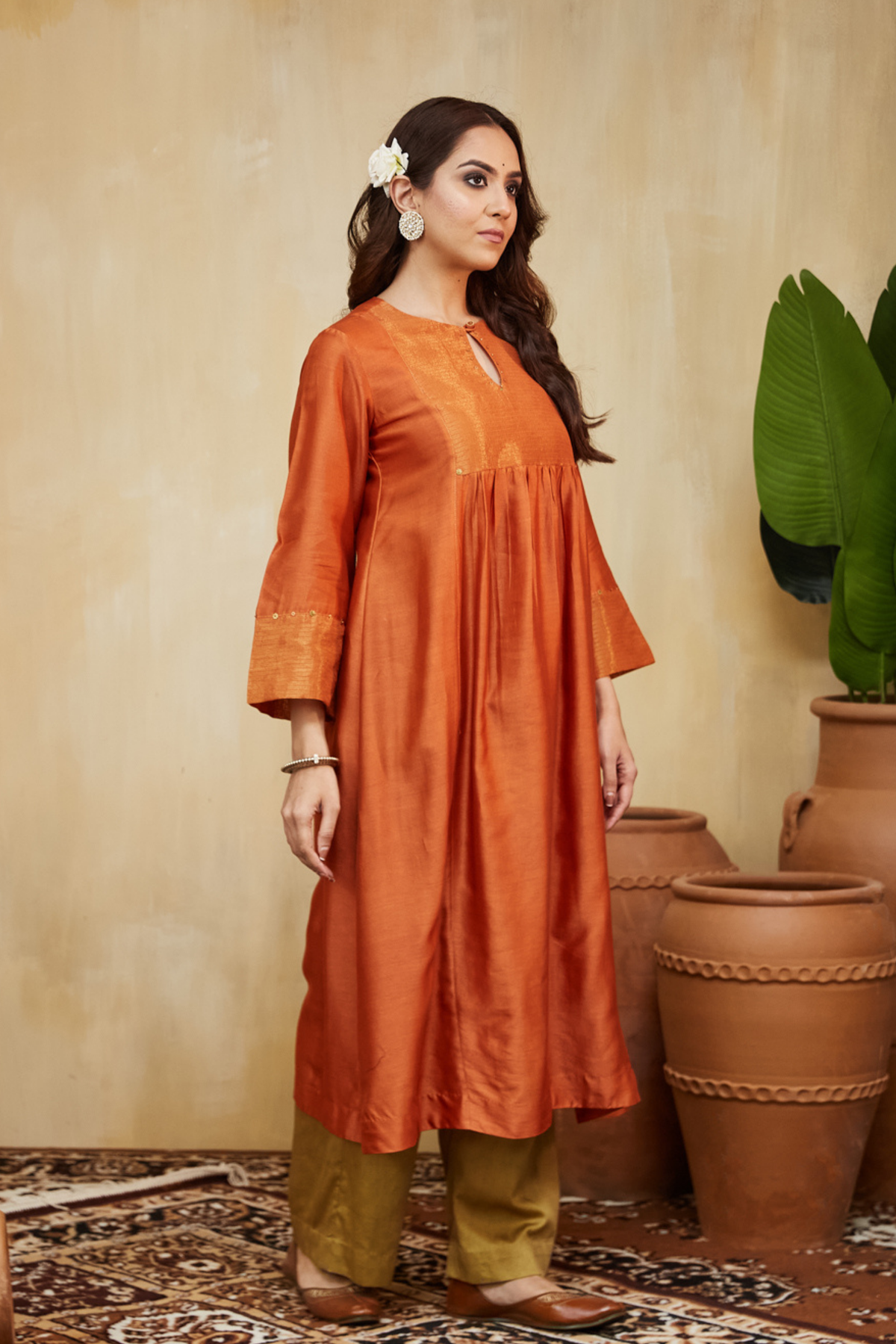 Orange Chanderi Giana Kurta
