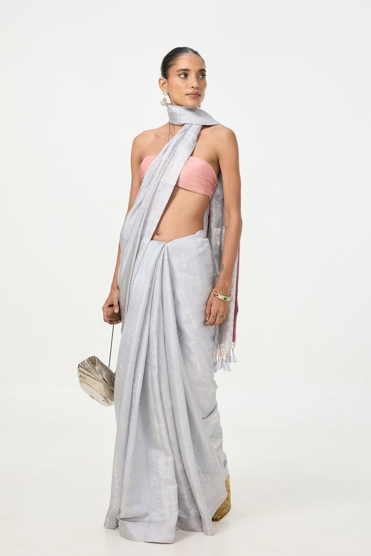 Ice Blue Tissue Saree