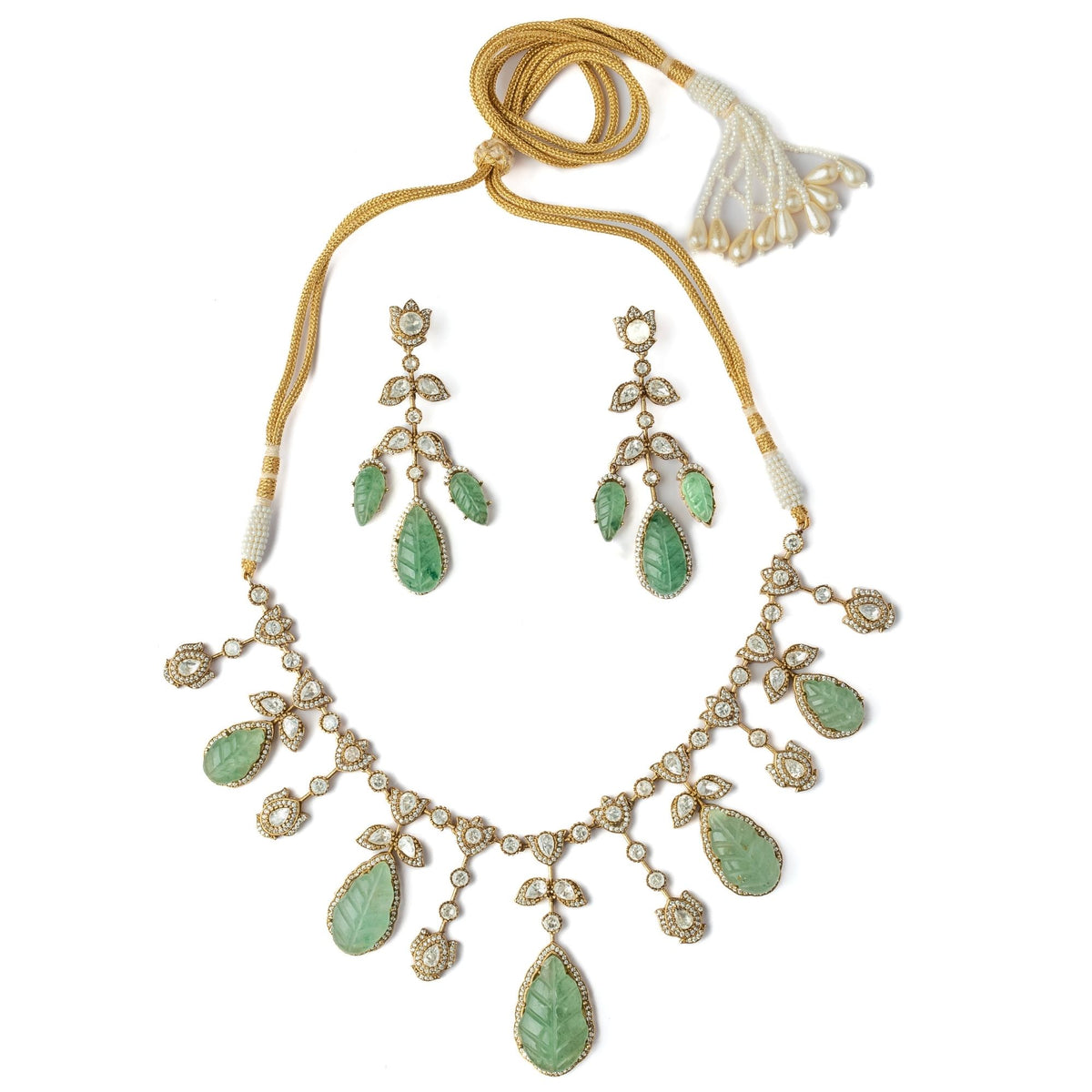 Synthetic Stone Green Necklace Set