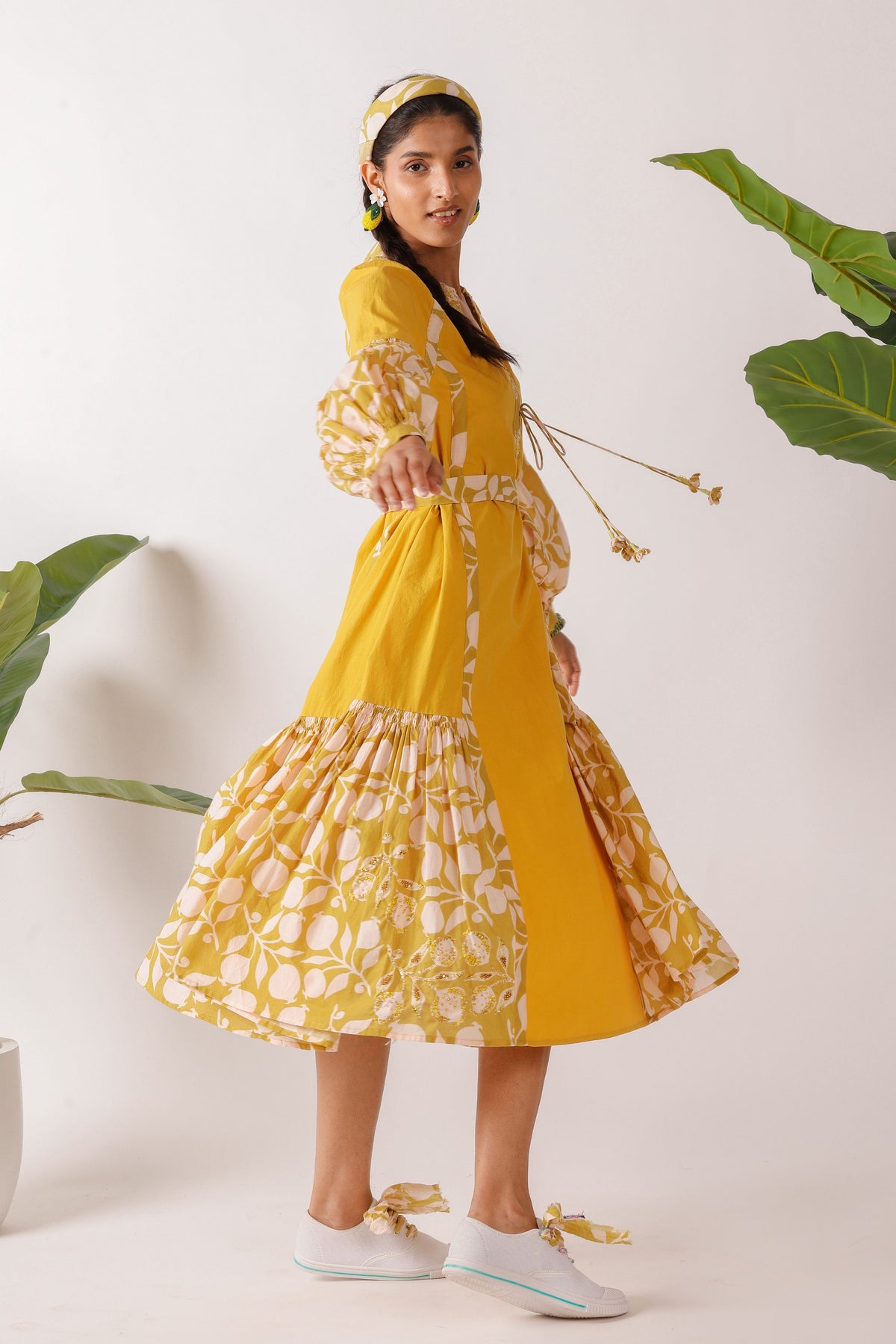 Olive Pomegranate Print Dress