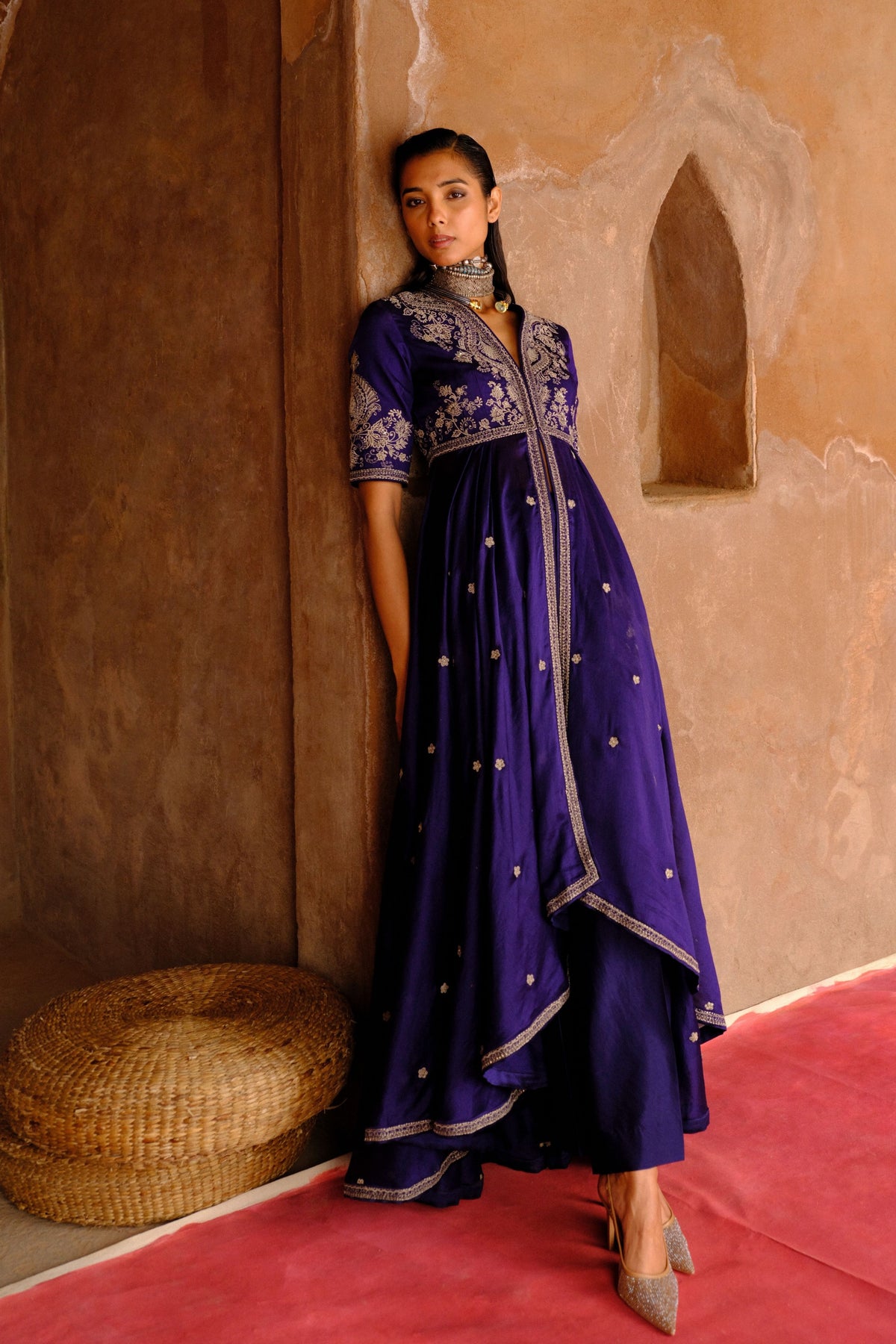 Embroidery Purple Anarkali Set