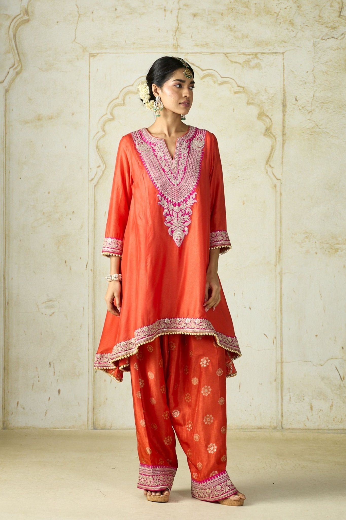 Orange Nadia Farshi Set - Gopi Vaid - Elahe