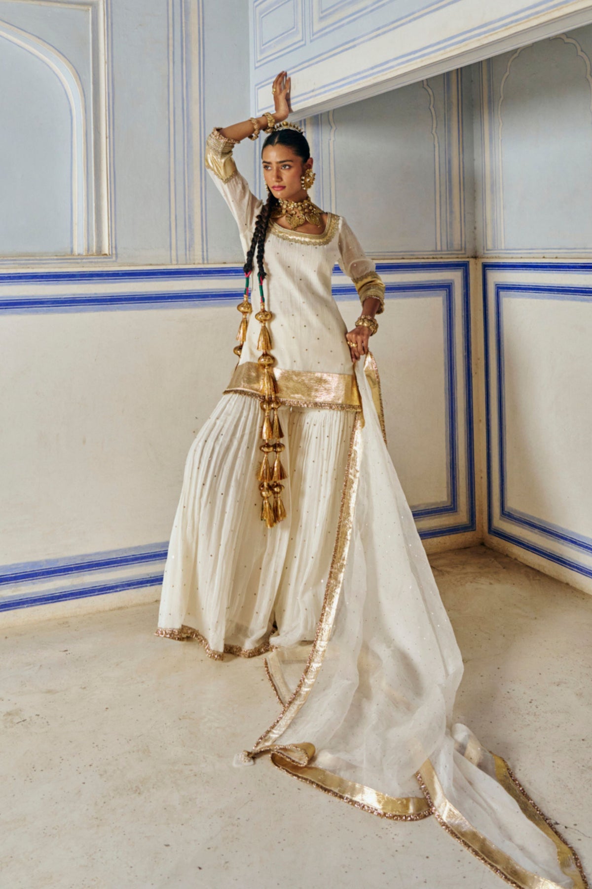 Ivory Straight Sharara Set