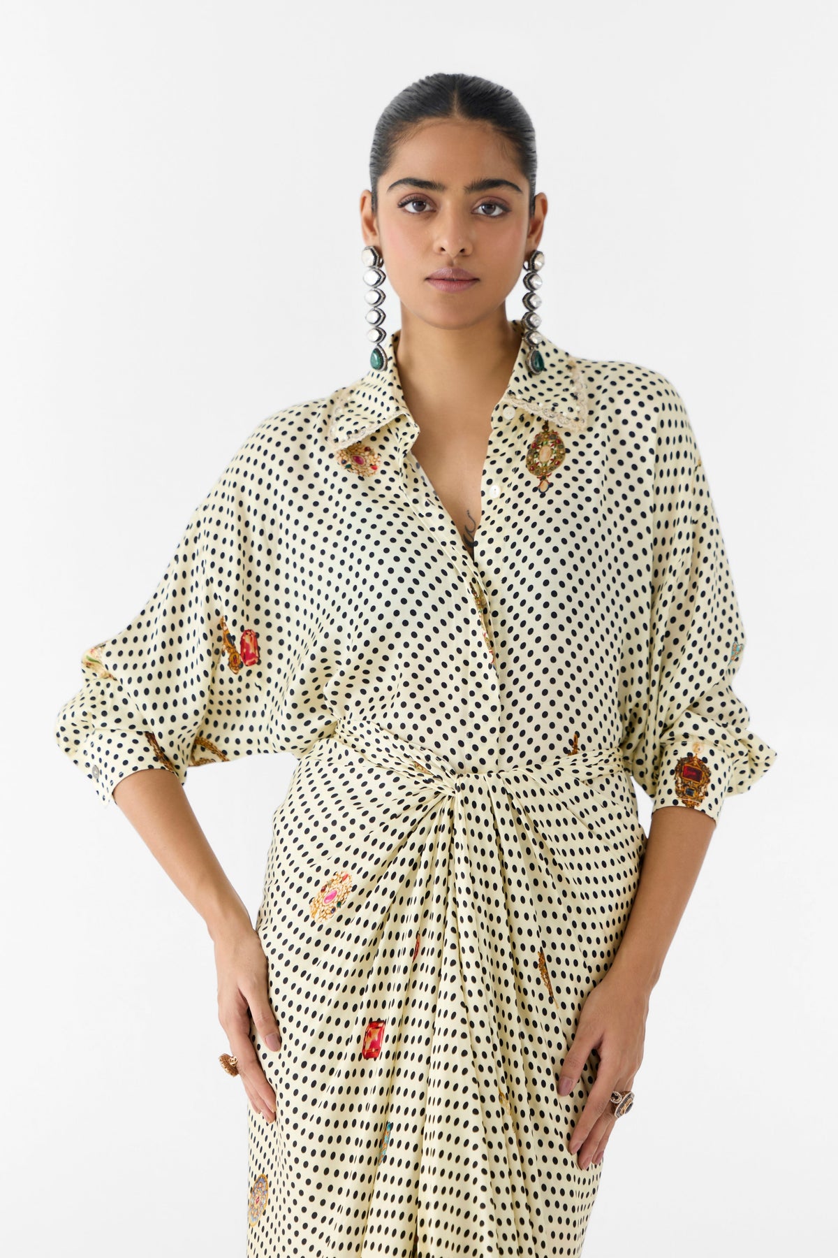 Pearl Polka Dot Shirt Dress