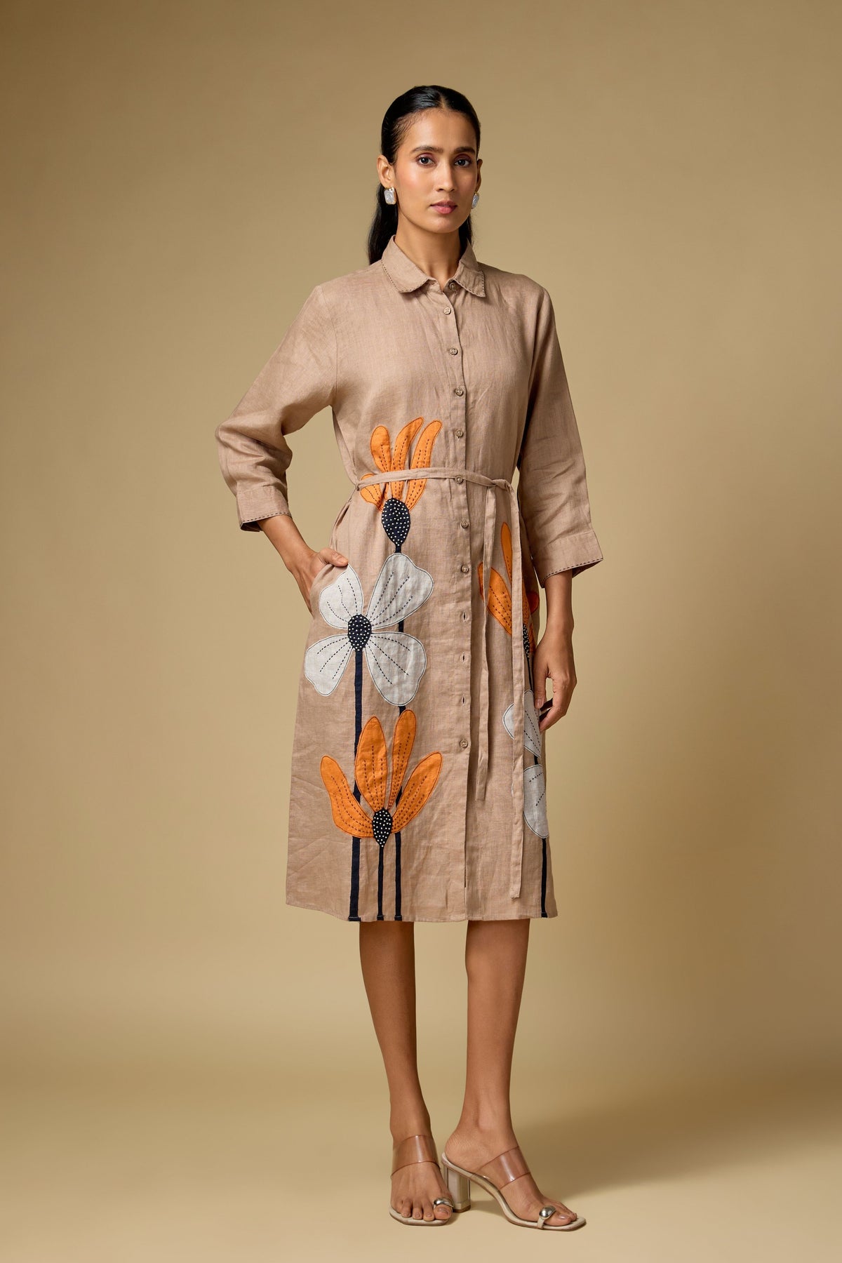 Khaki Linen Dress