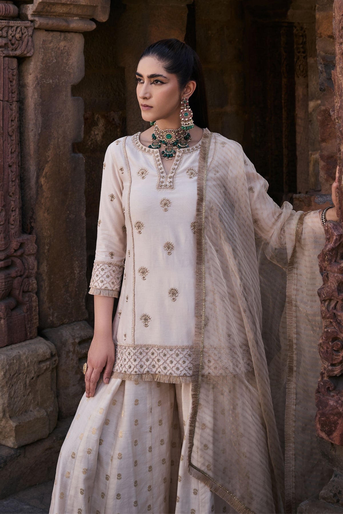 Shirina Ivory Sharara Set