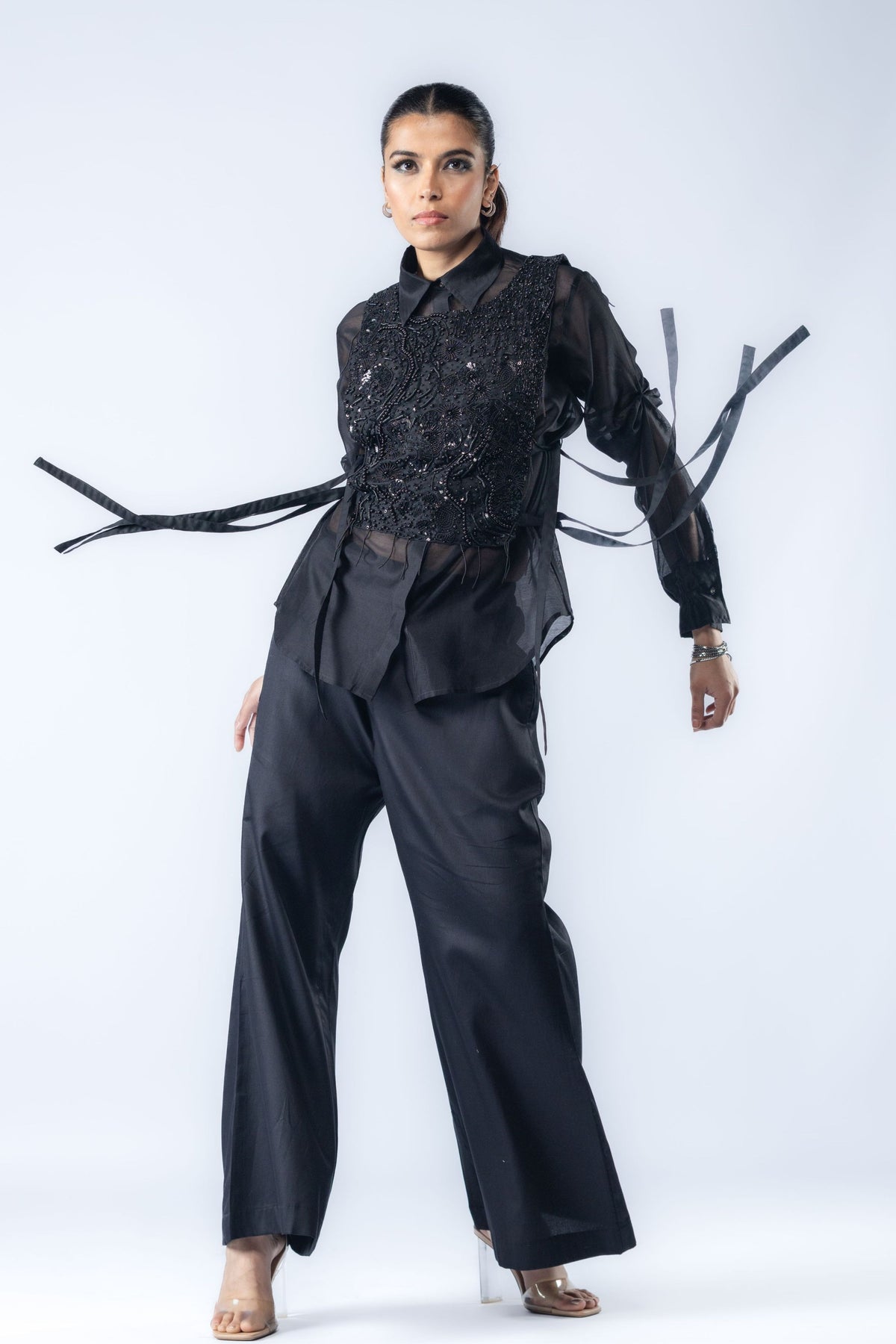 Black Embroidered Bib