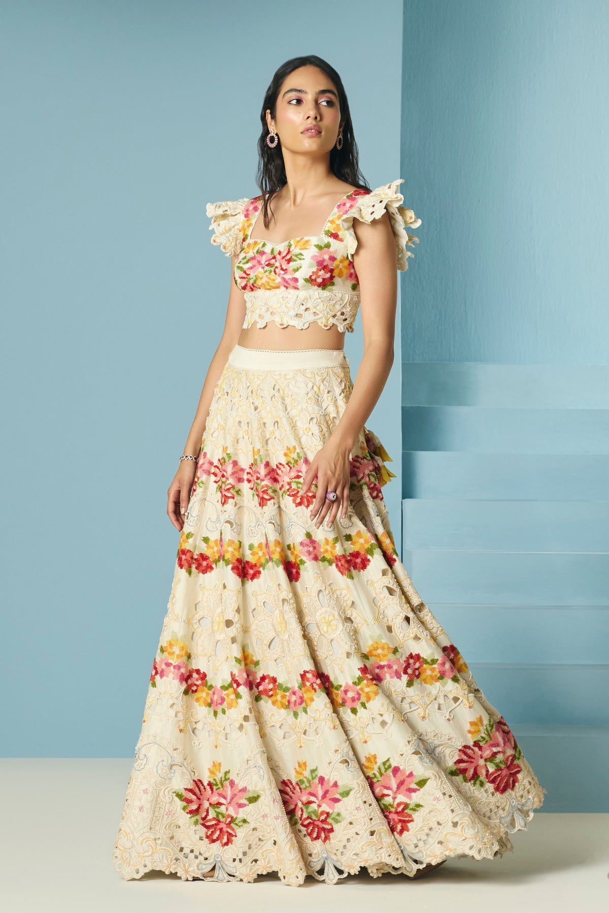 Ivory Cutwork Lehenga
