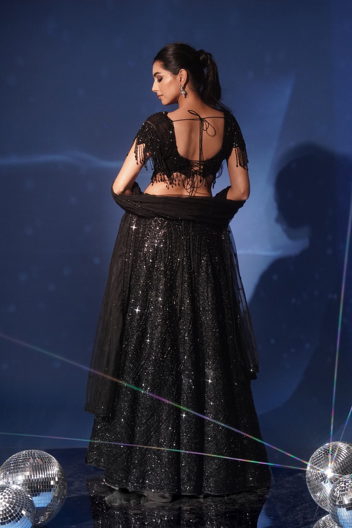 Shimmering Black Lehenga Set