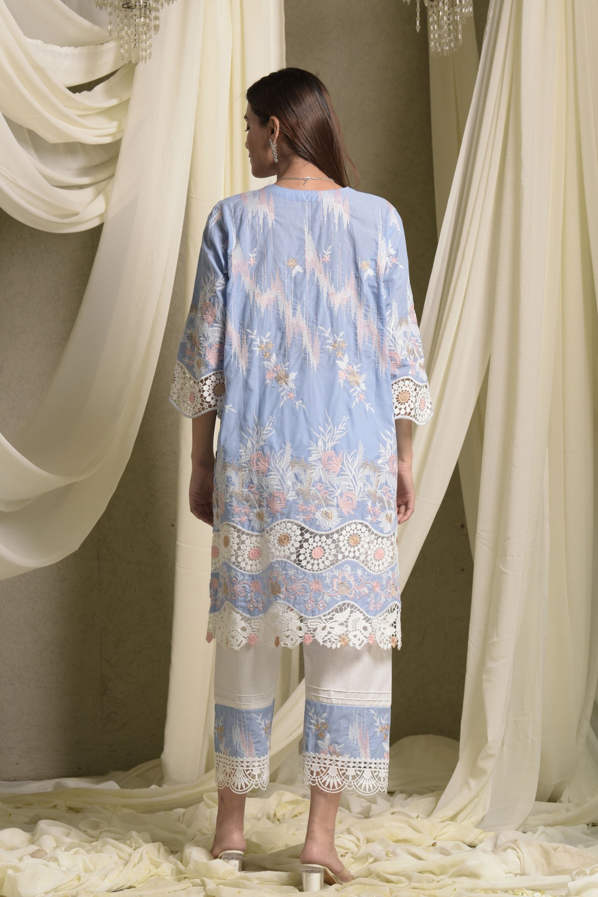 Myra Mesh Lace Daffodil Kurta Set