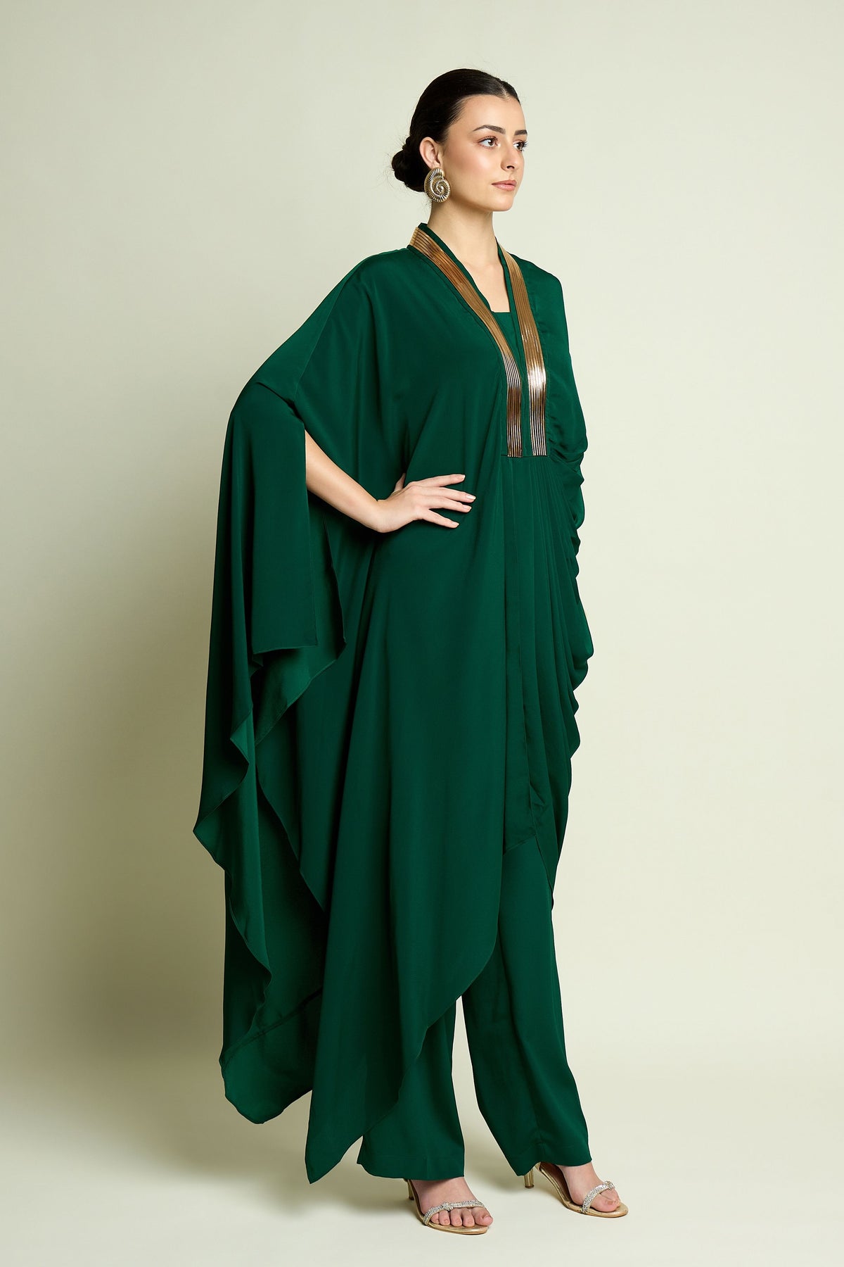 Metallic Draped Tunic Set