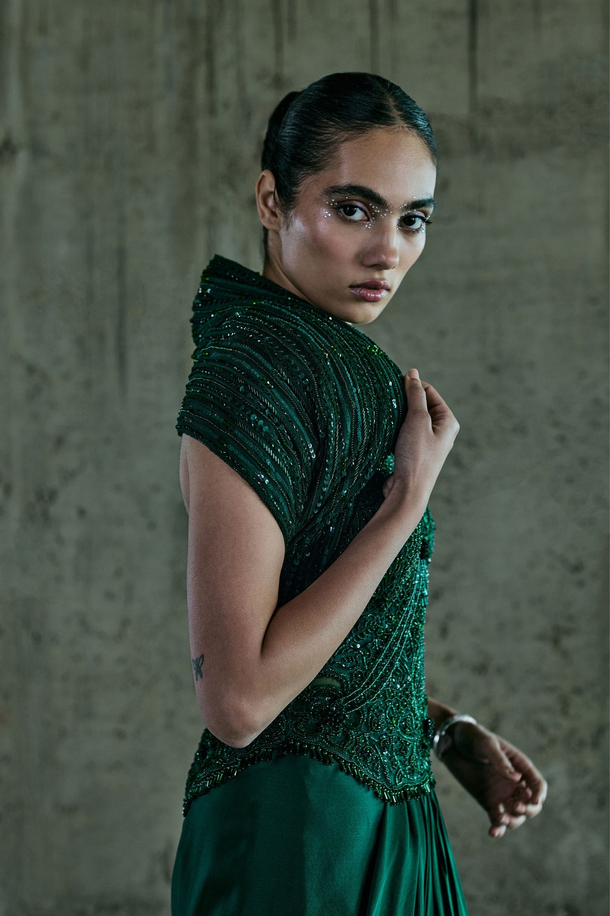 Emerald Structured Corset With Skirt