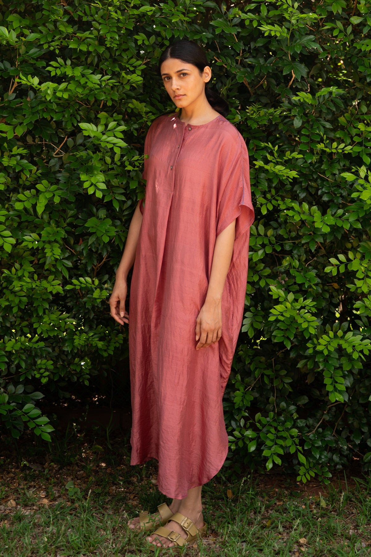 Old Rose Pleated Kaftan