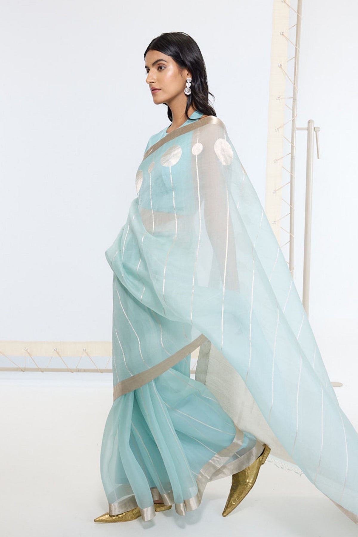 Handwoven Powder Blue Saree