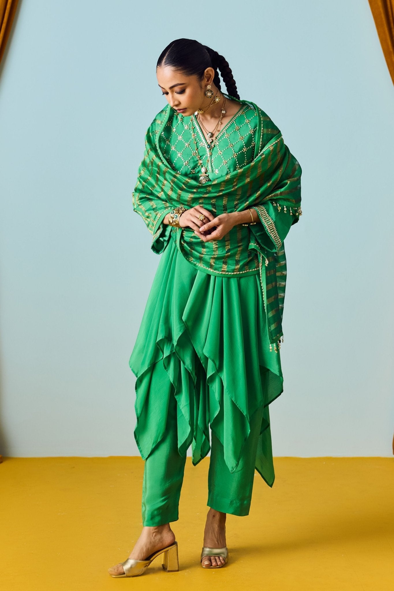 Sureen Green Kurta Set - Prahnaaya - Elahe