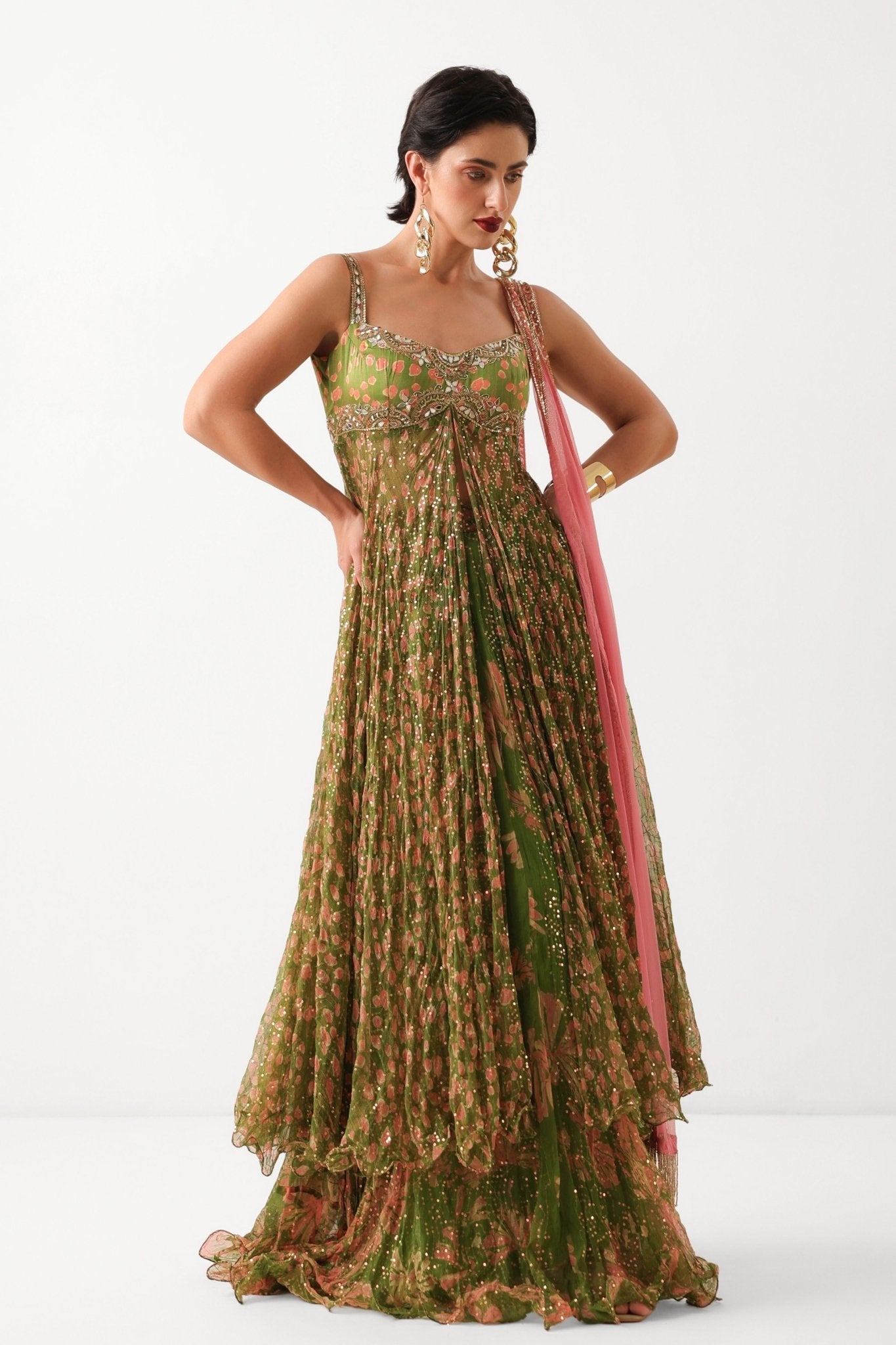 Calcutta Mehndi Tunic Set - Pallavi Jaipur - Elahe