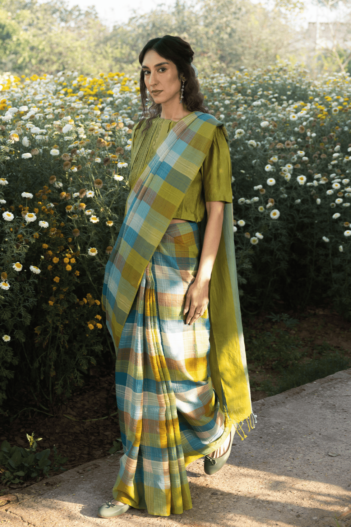 Entwined Checkered Saree