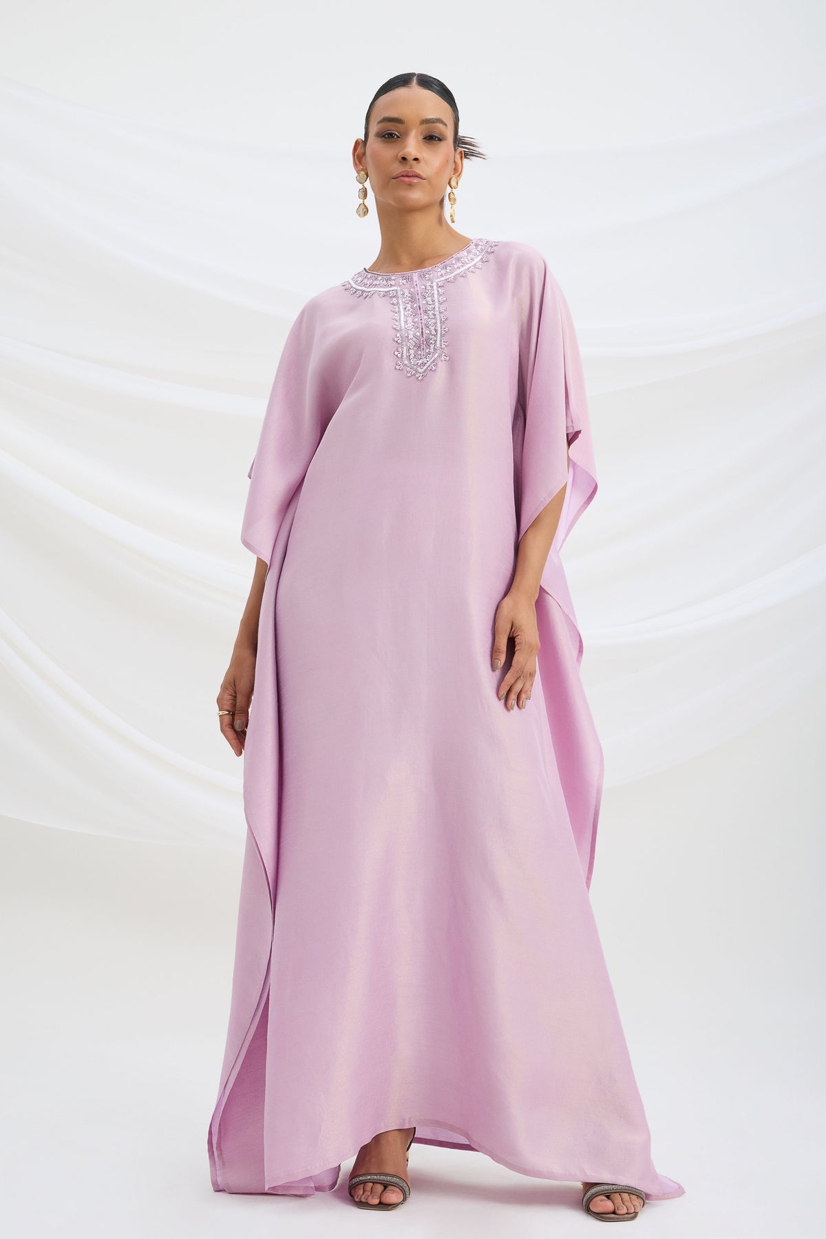 Lilac Embroiered Kaftan Set