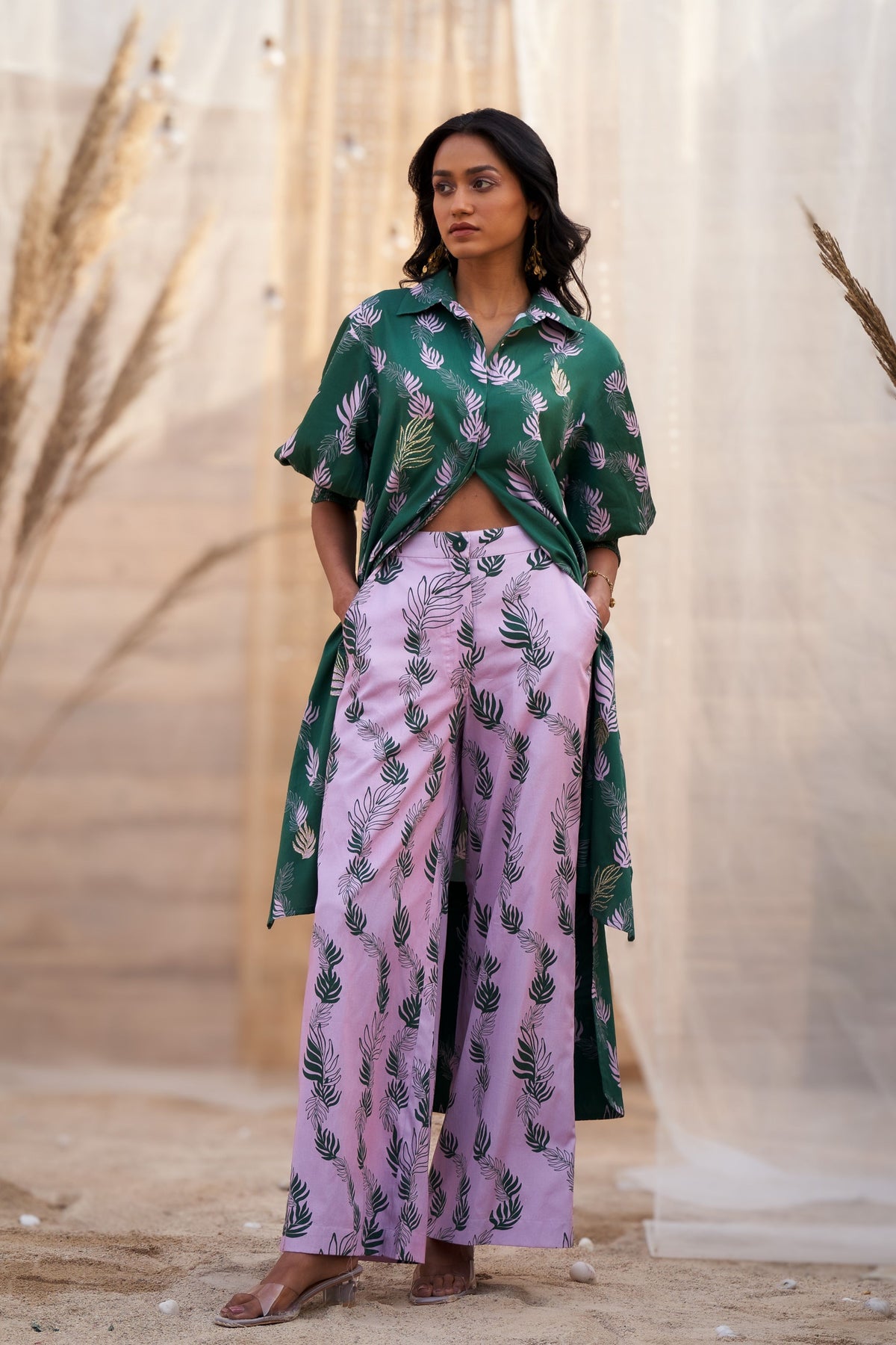 Reveria Printed High Low Kurta Set