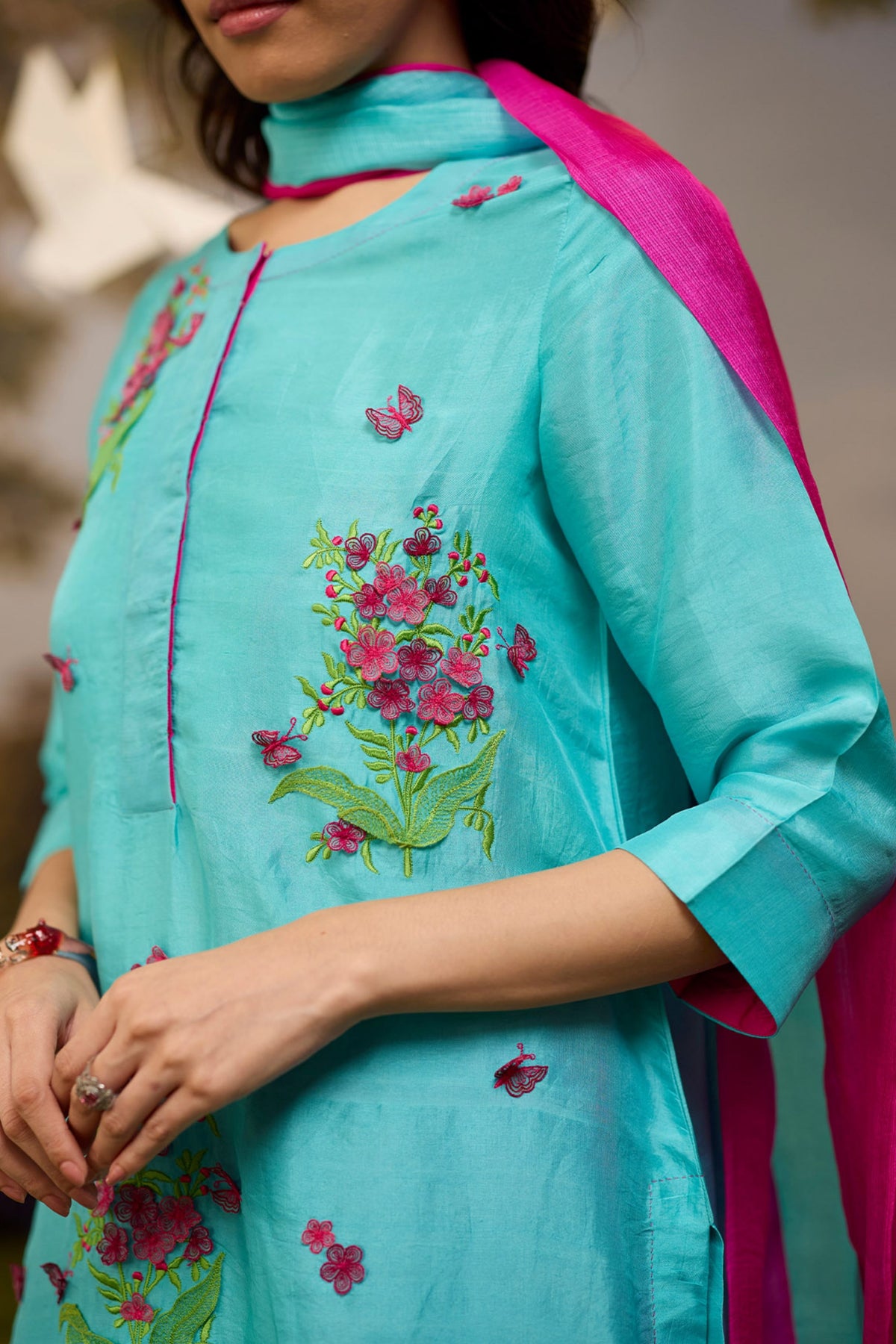 Alive Within Embroidered Blue Kurta Set