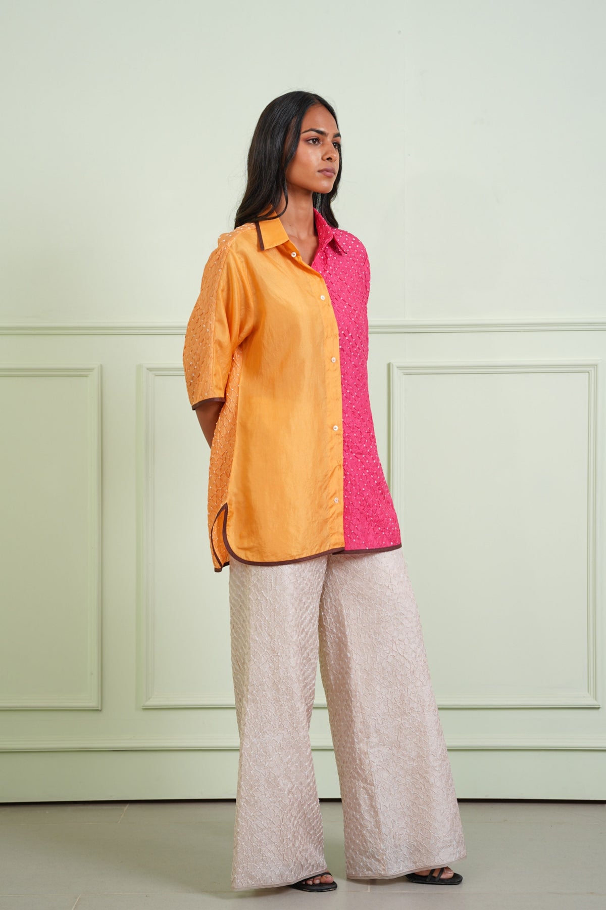 Beige Bandhani Pants