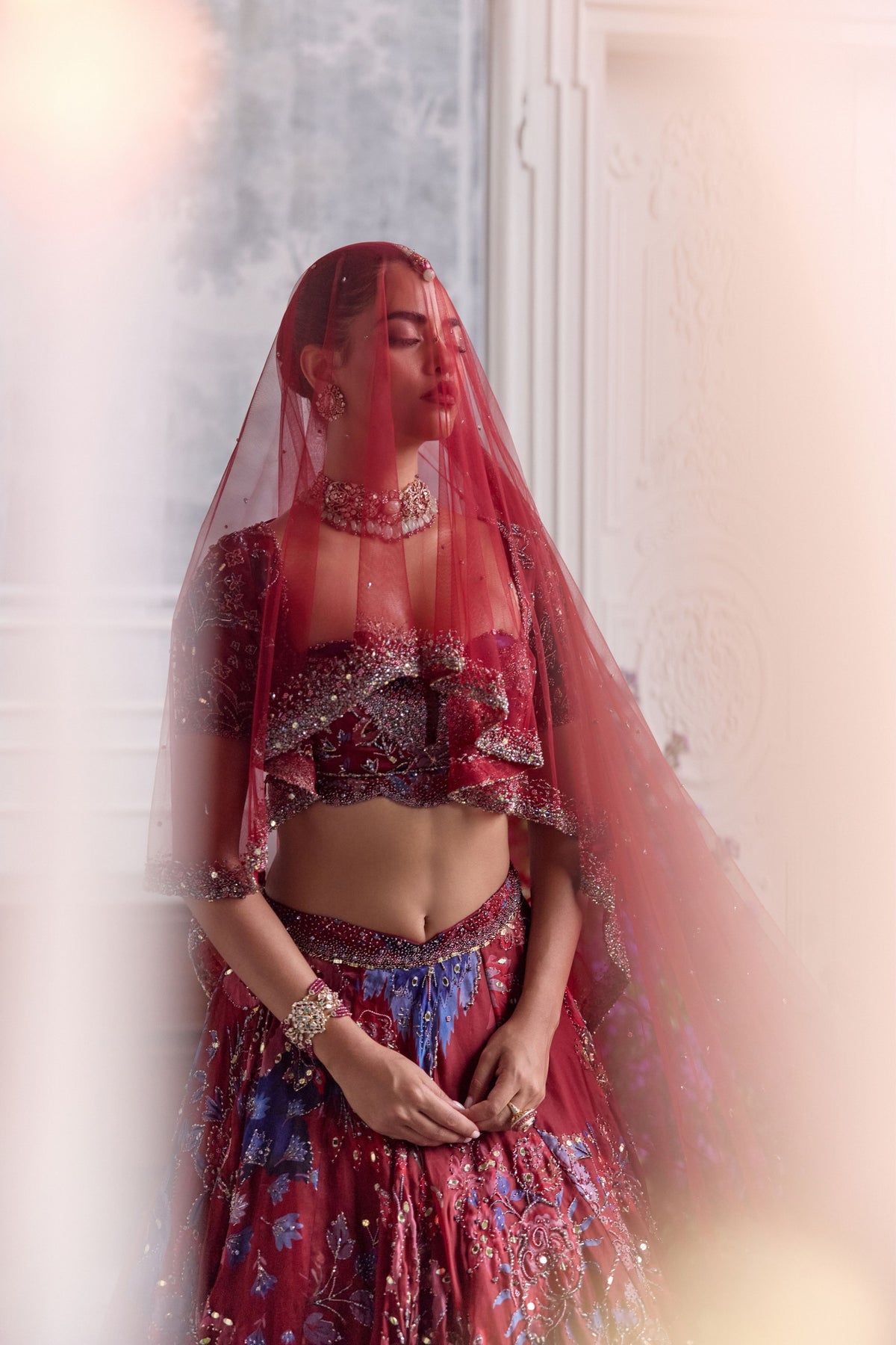 Ridaa Lehenga Set With Veil