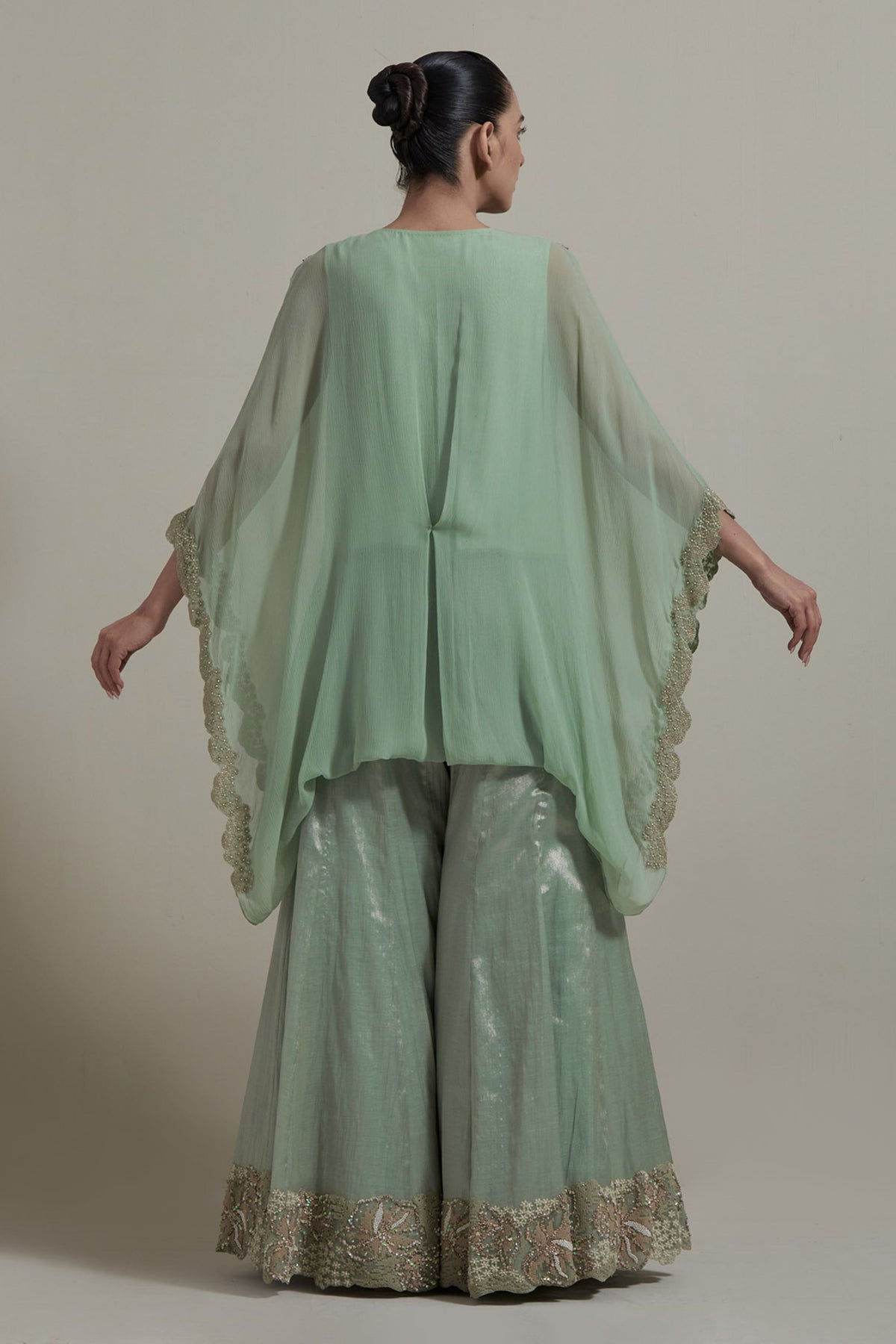 Green Embroidered Sharara Set